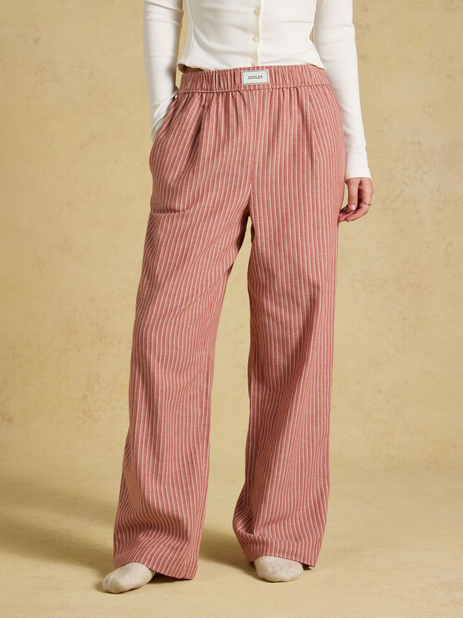 Red/Ecru Stripe - Pull-on Trousers