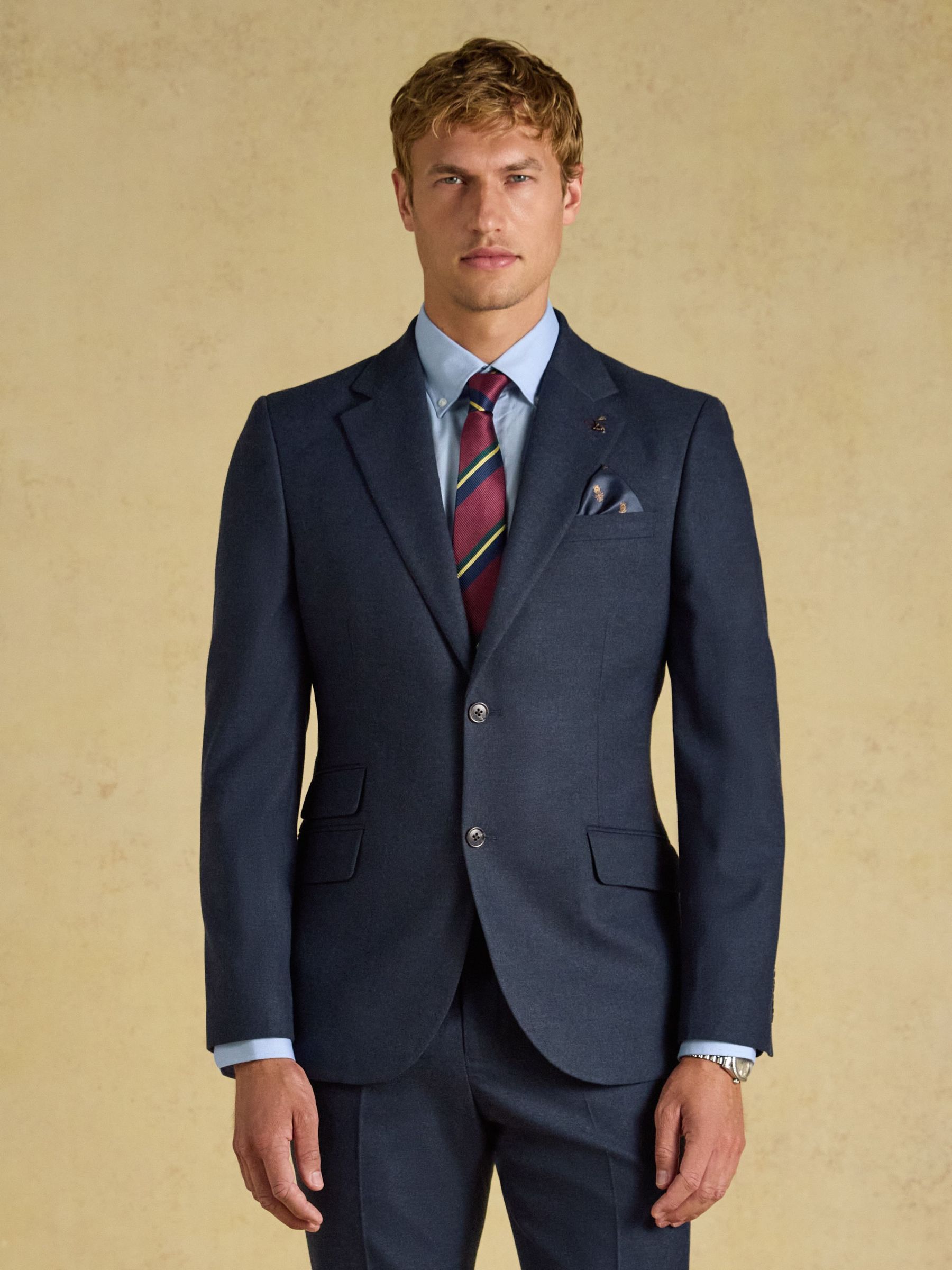 Blue - Regular Slim Fit Flannel Suit Jacket