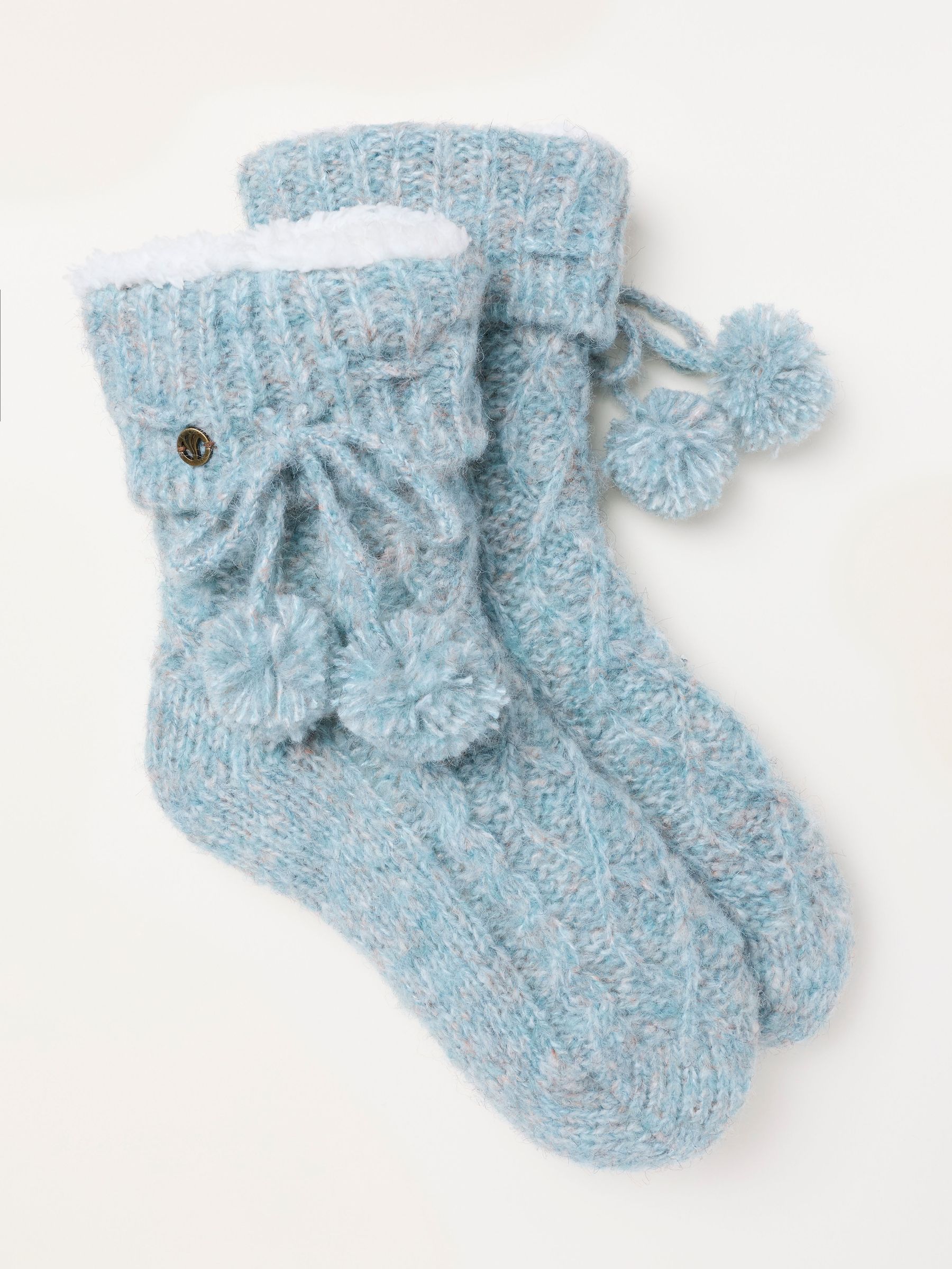 Blue - Cable Slipper Socks
