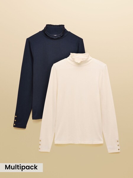Cream/Navy - Jersey Layering Tops 2 Pack