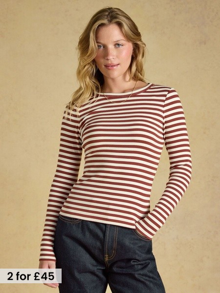 Russet Striped - Ribbed Fitted T-shirt