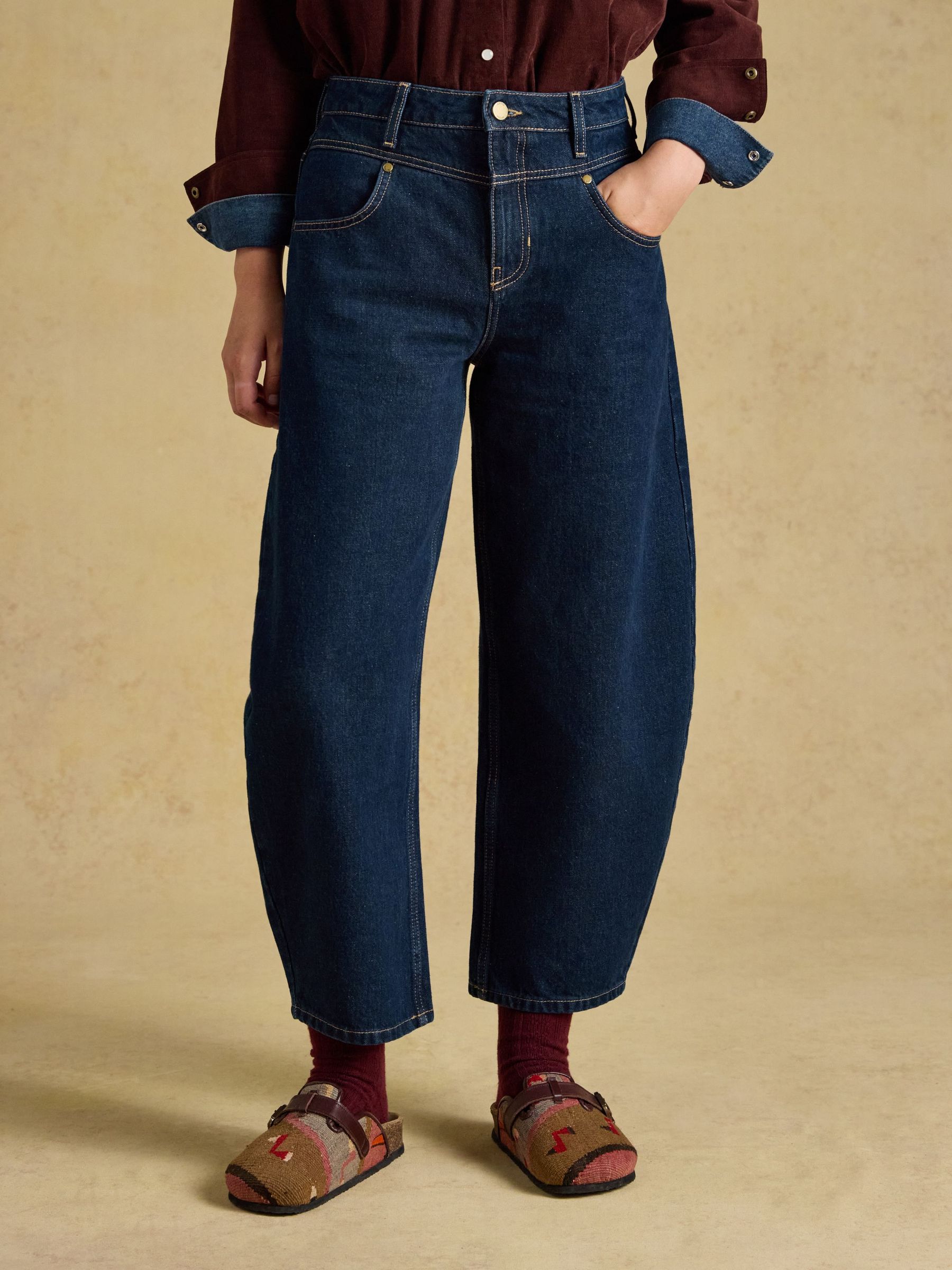 Dark Blue - Western Barrel Jean