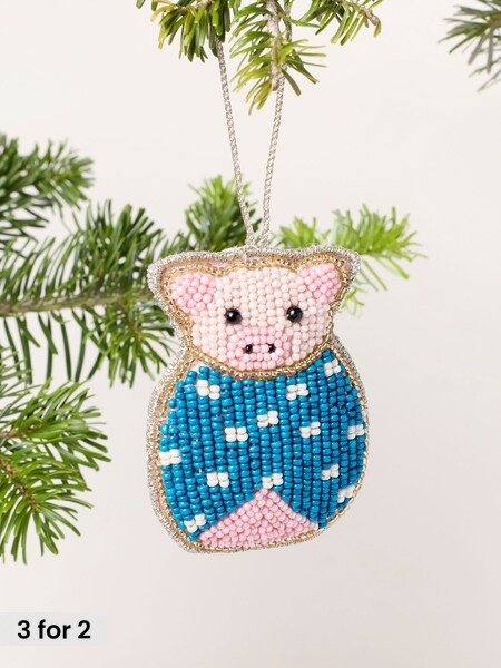 Pig In Blanket Beaded Christmas Decoration