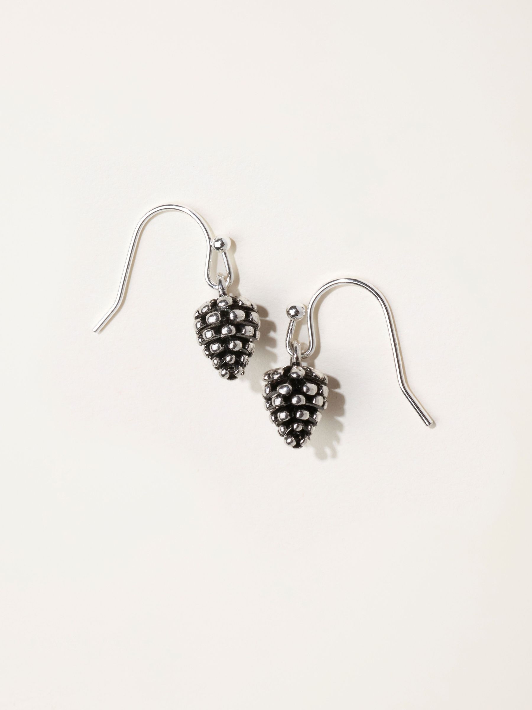 Silver Tone - Pinecone Earrings