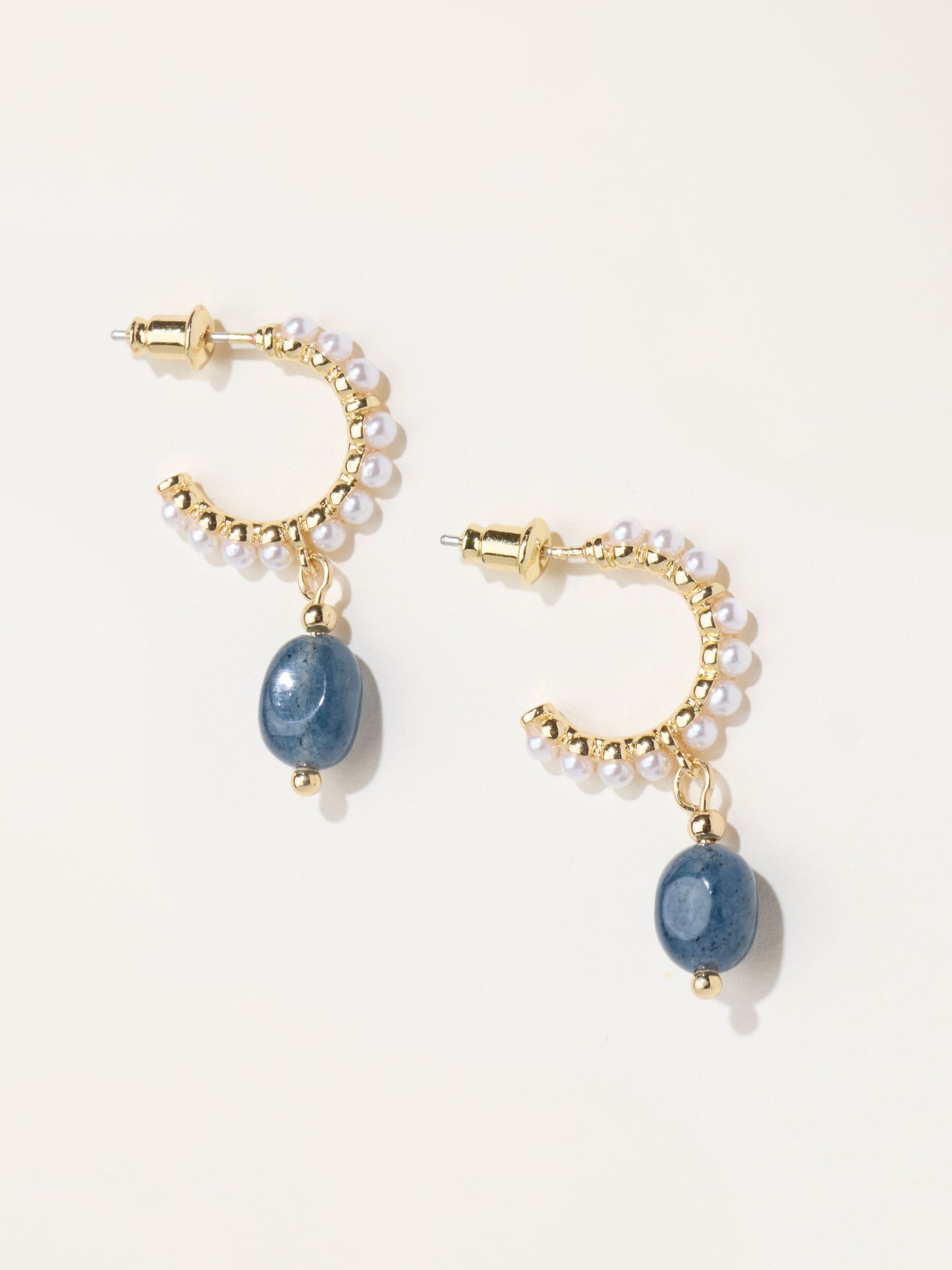 Blue - Faux Pearl Stone Earrings