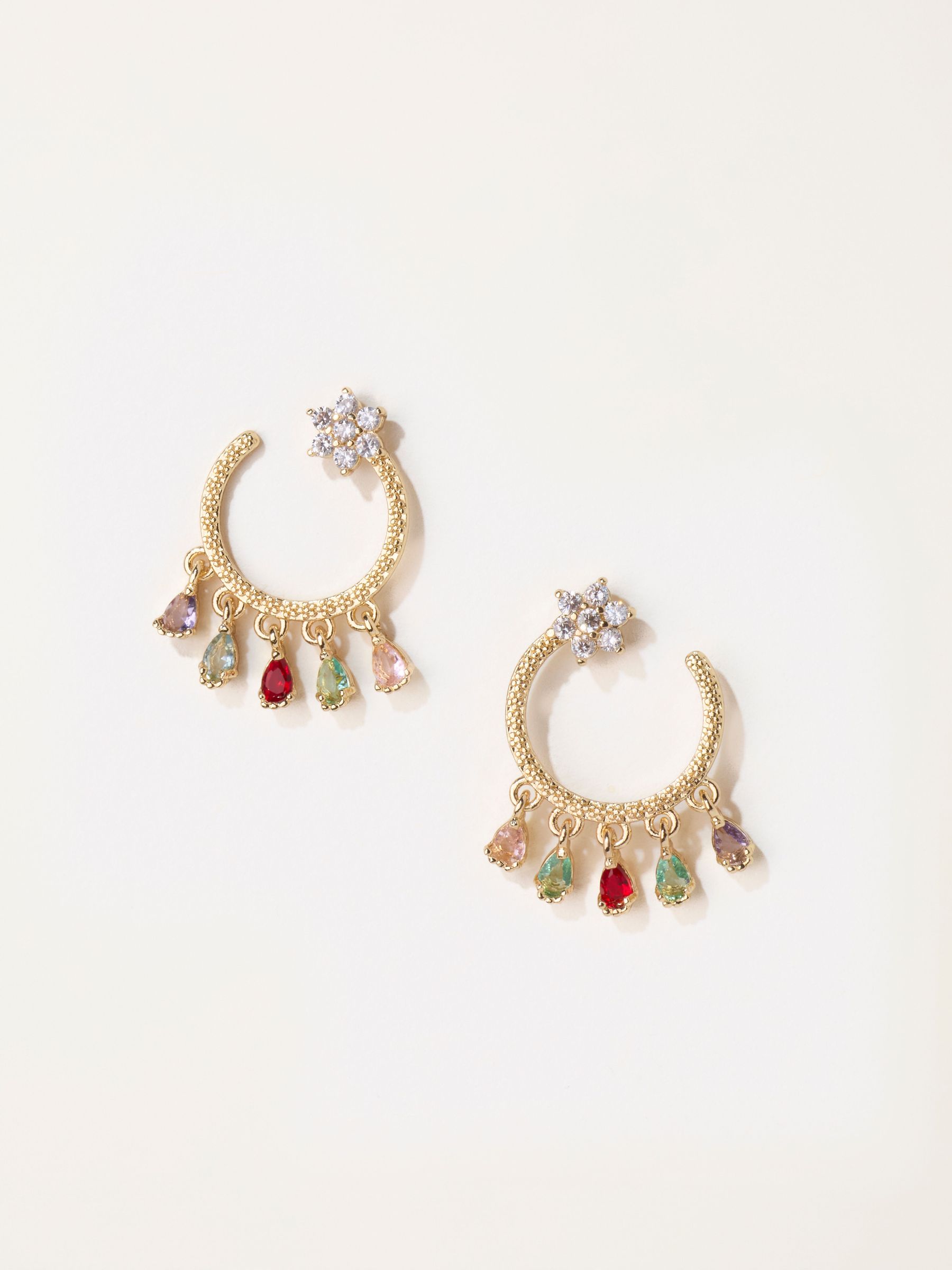 Gold Tone - Star Gem Hoops