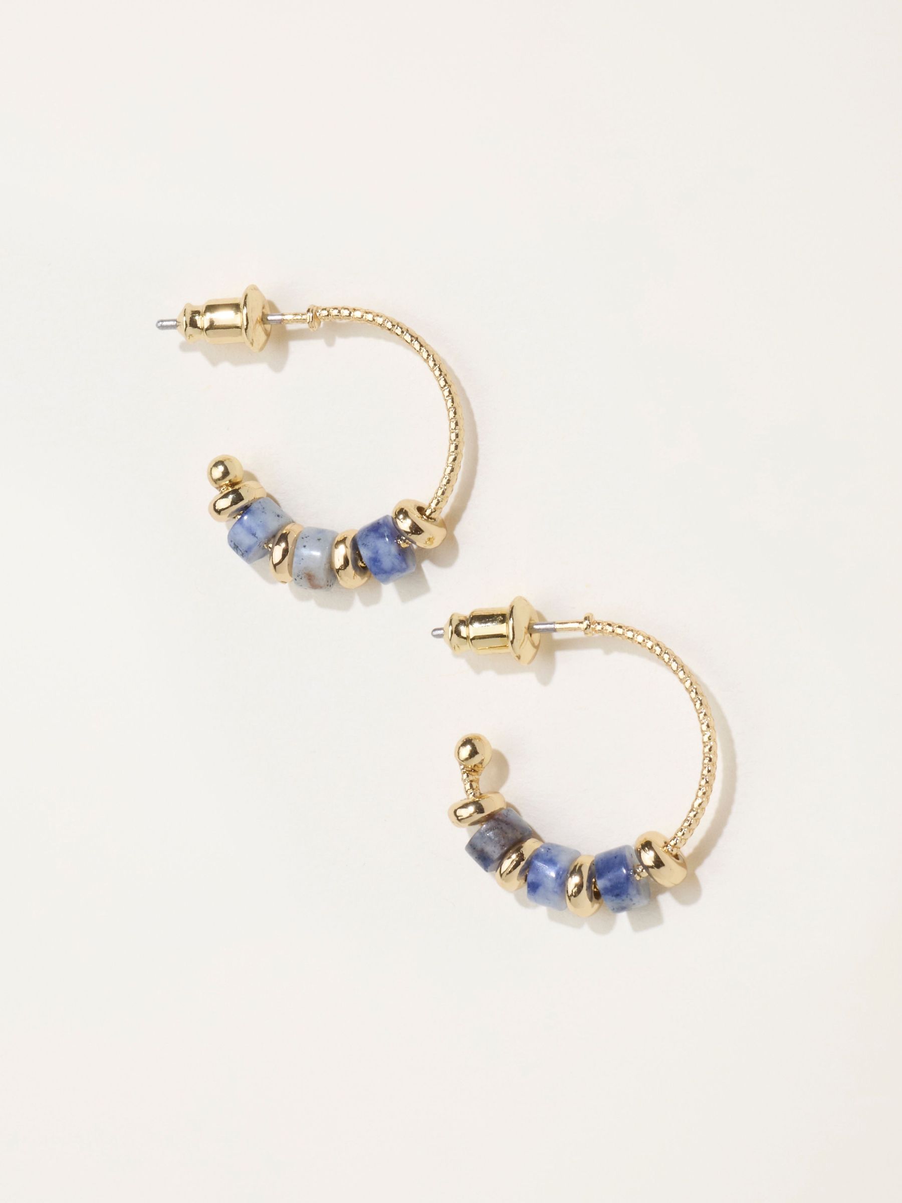 Blue - Stone Hoop Earrings