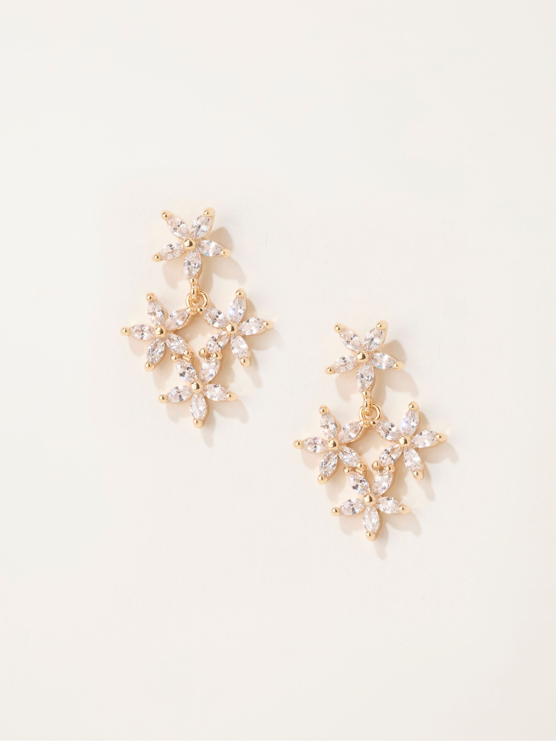 Gold Tone - Flower Party Earrings