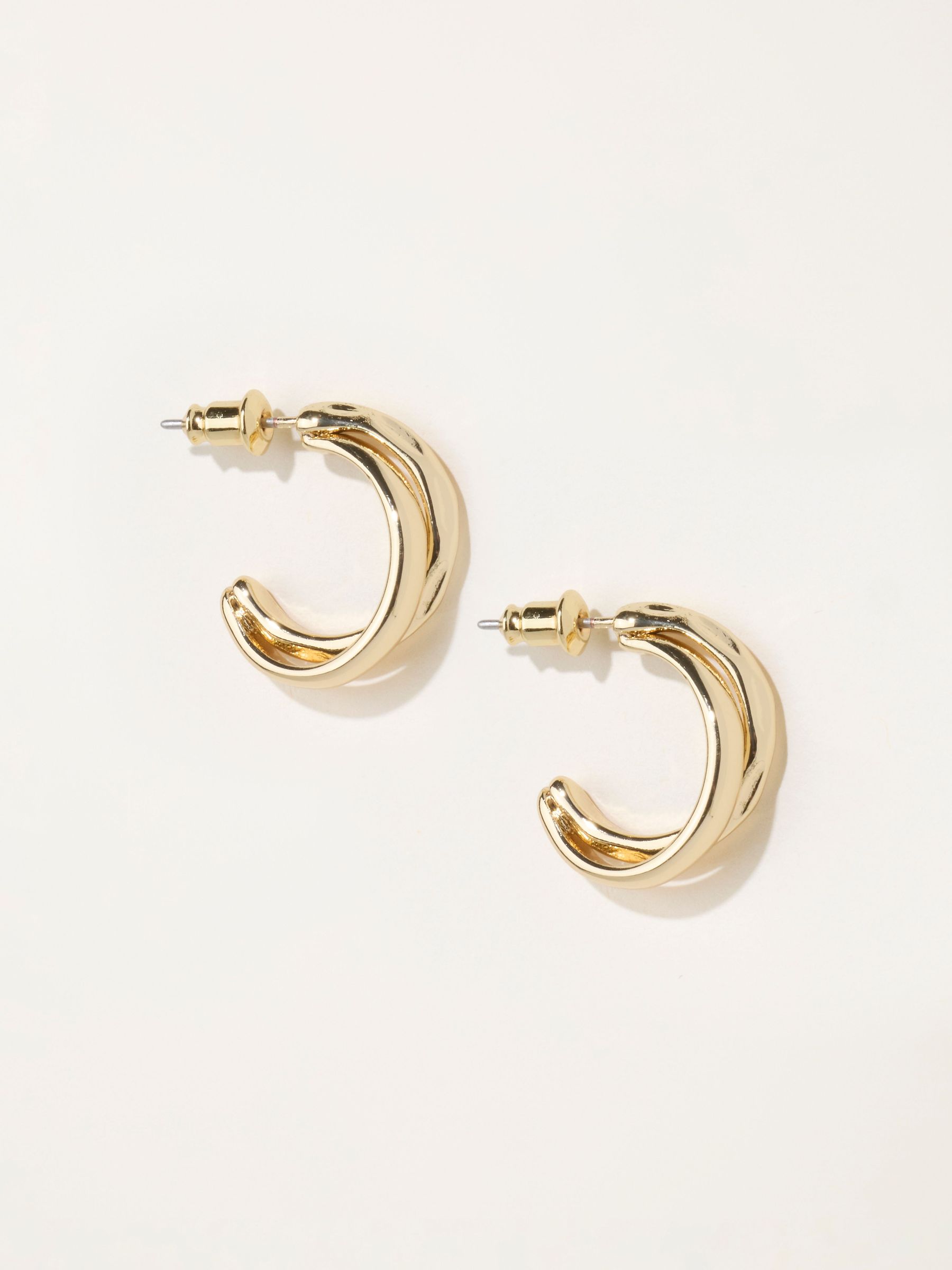 Gold Tone - Hammered Double Hoops