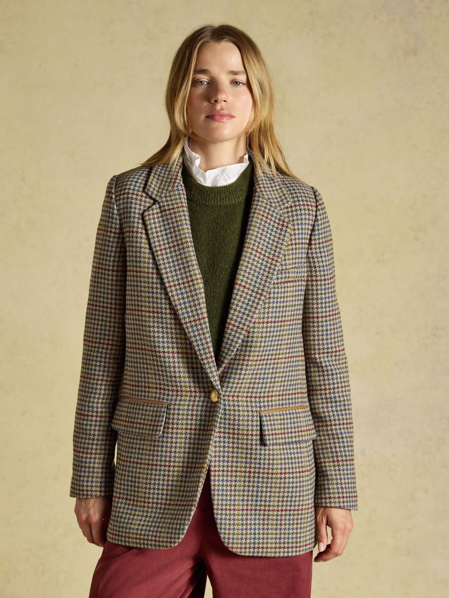 Check - Relaxed Fit Tweed Blazer With Wool