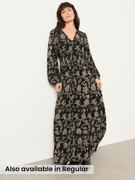 Black Dot Floral - Jacquard Maxi Dress