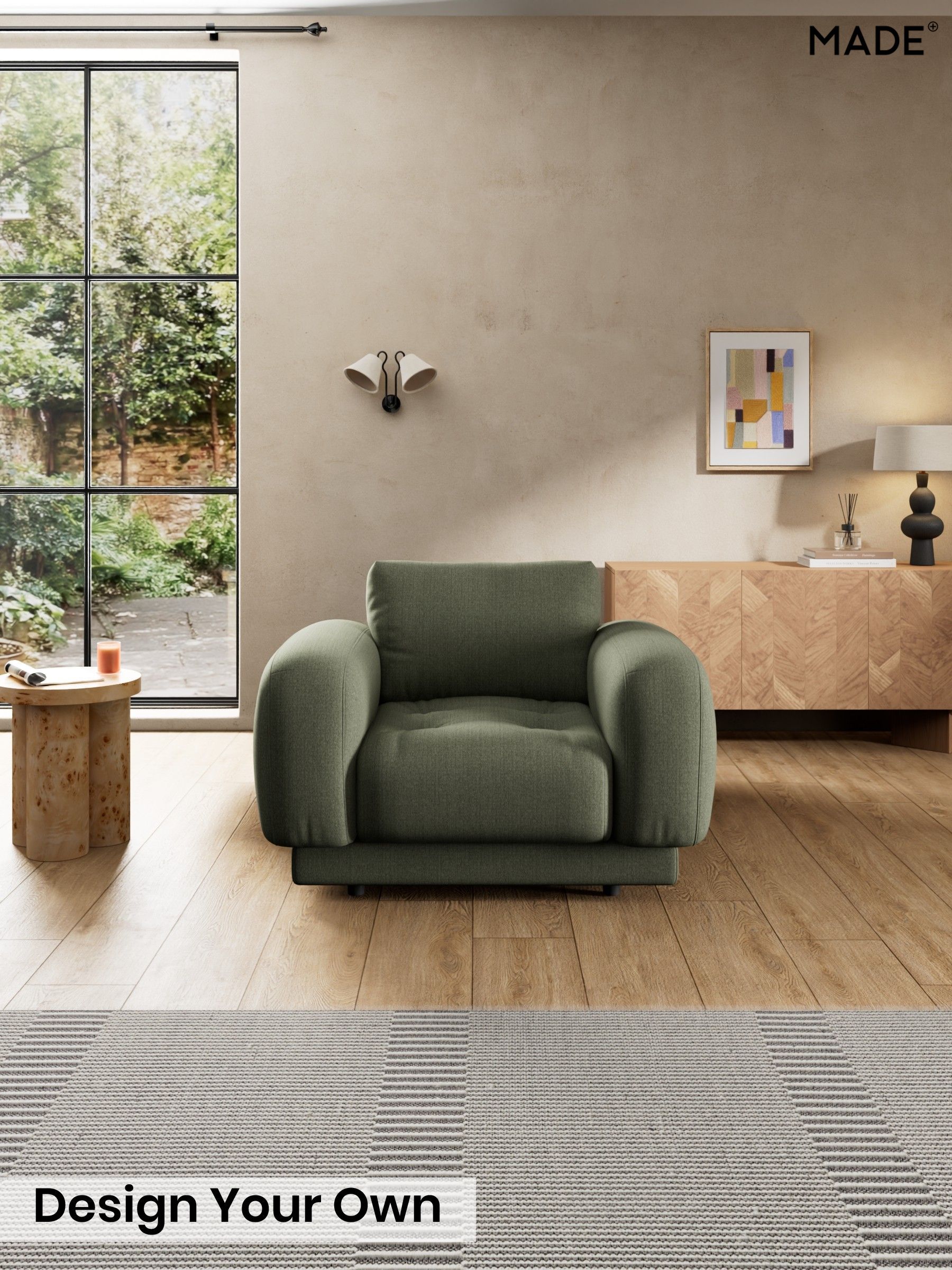 Textured Slub Weave/Soft Olive Green - Flint By Made