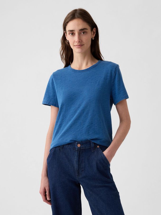 Blue Cotton Short Sleeve Oversized T-Shirt (V65208) | £9