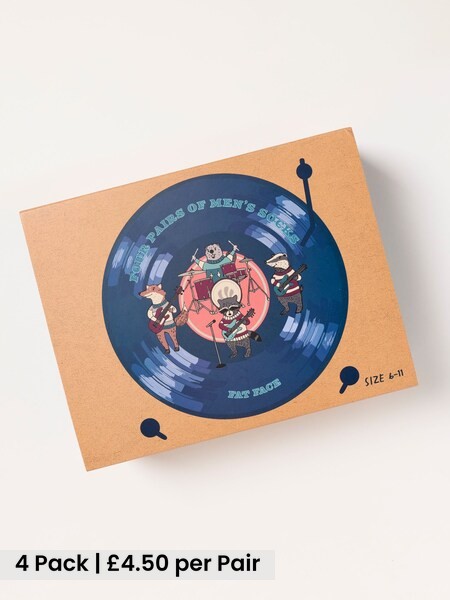 Multi - Regular 4 Pack Animal Band Socks In A Vinyl Box