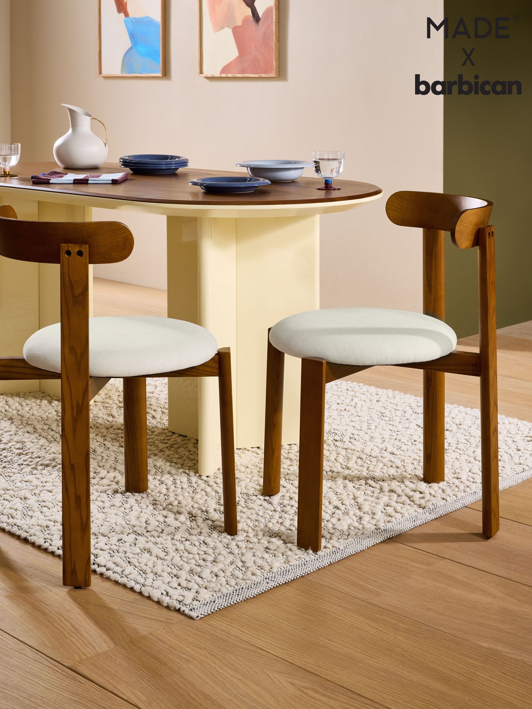 Set Of 2 Plinth Dining Chairs