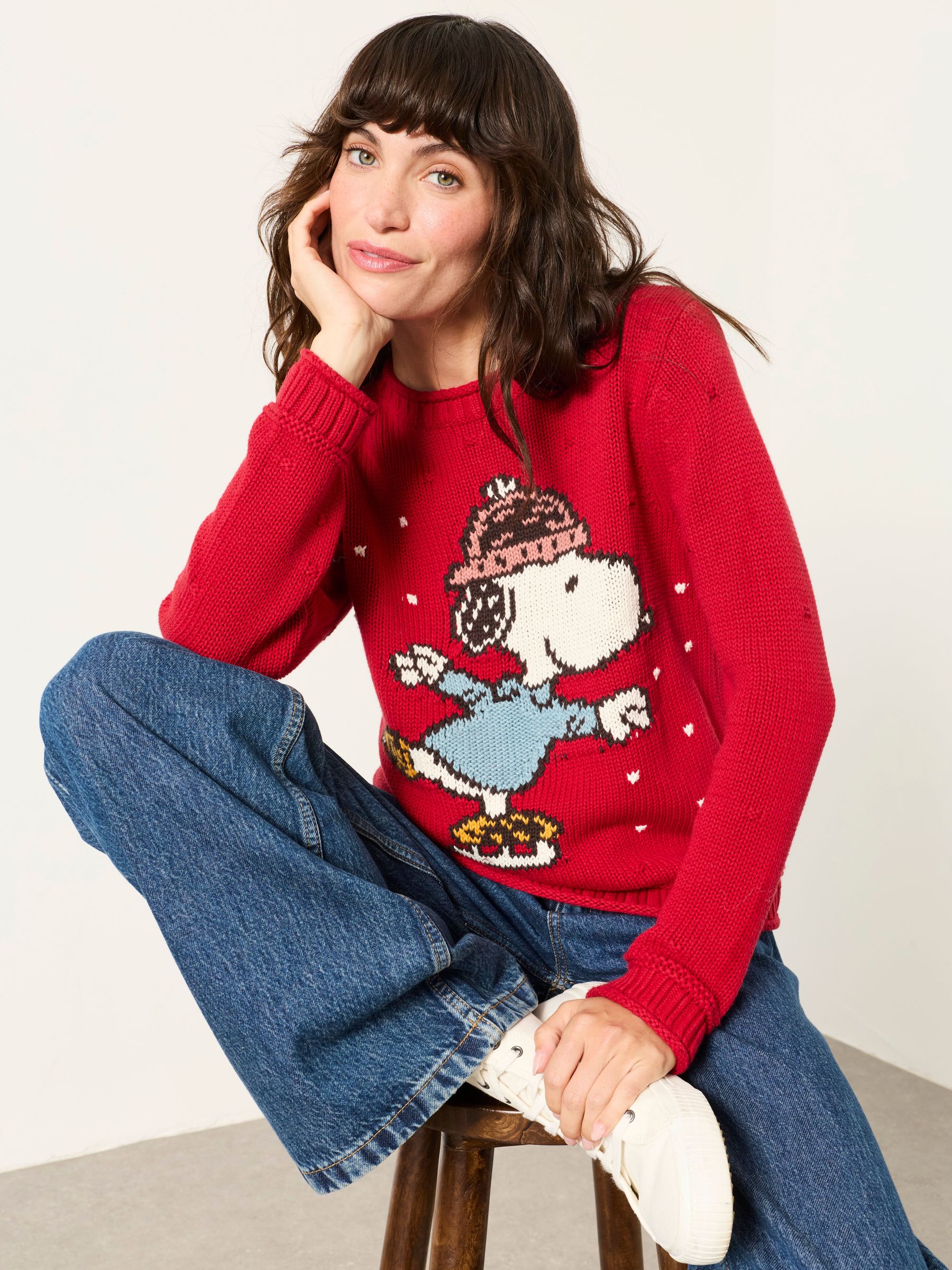 Red - Snoopy Knitted Crew Jumper