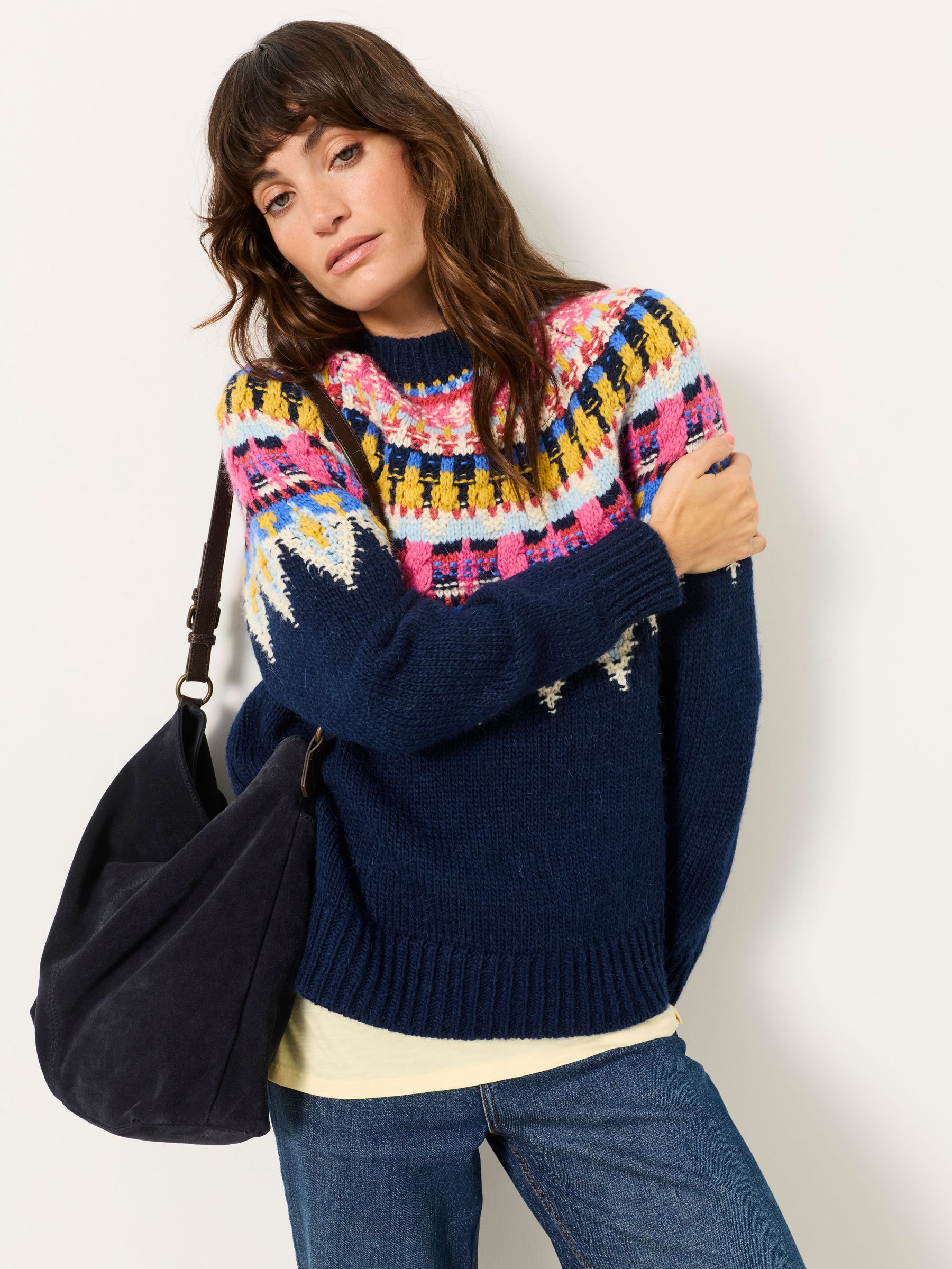 Navy - Knitted Fantasy Fairisle Crew Jumper