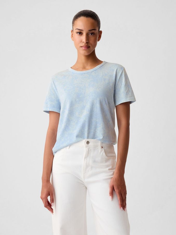 Blue Cotton Short Sleeve Vintage Crew Neck T-Shirt (V69365) | £10