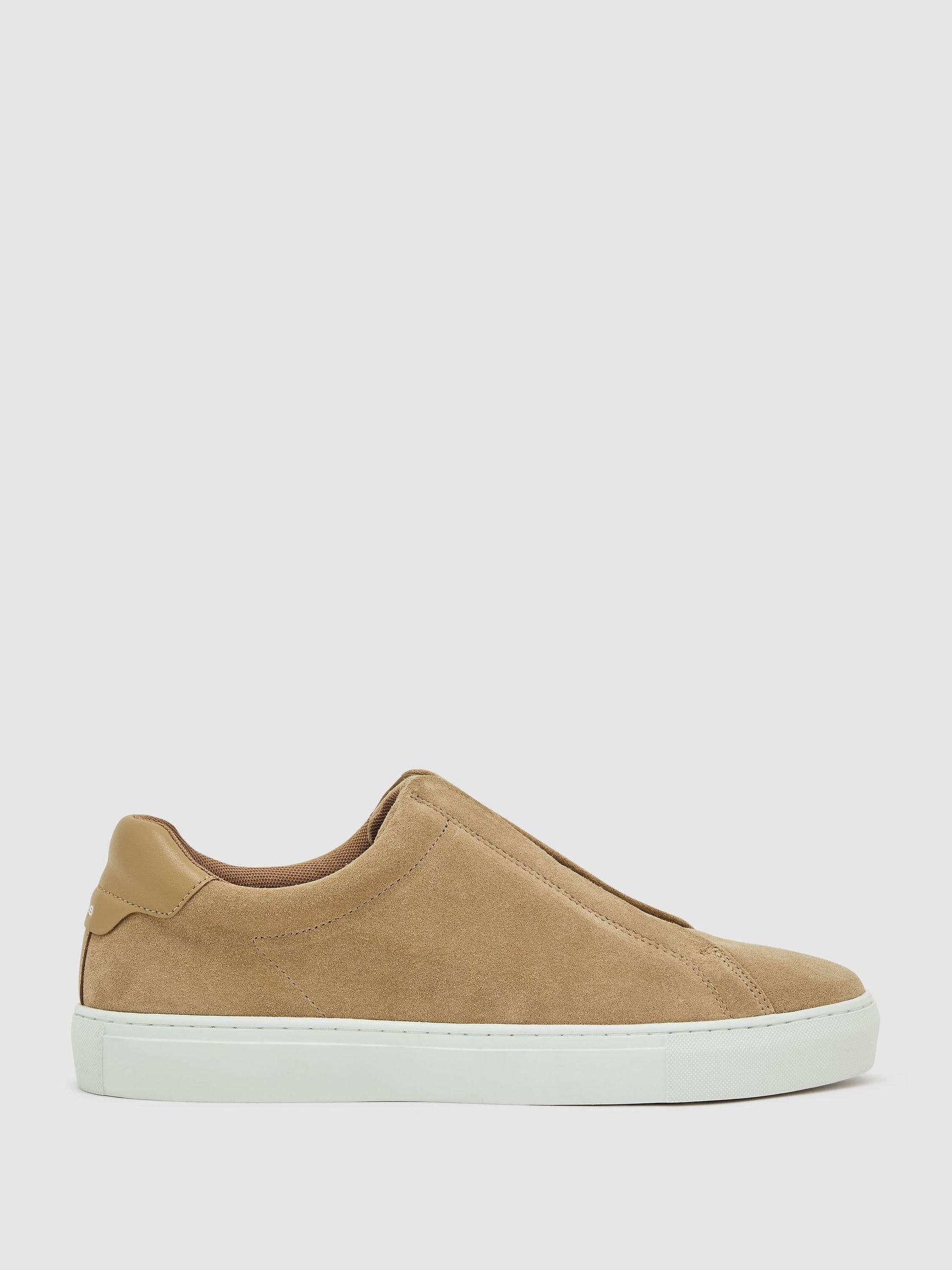 Sand - Regular Suede Slip-on Elasticated Trainers