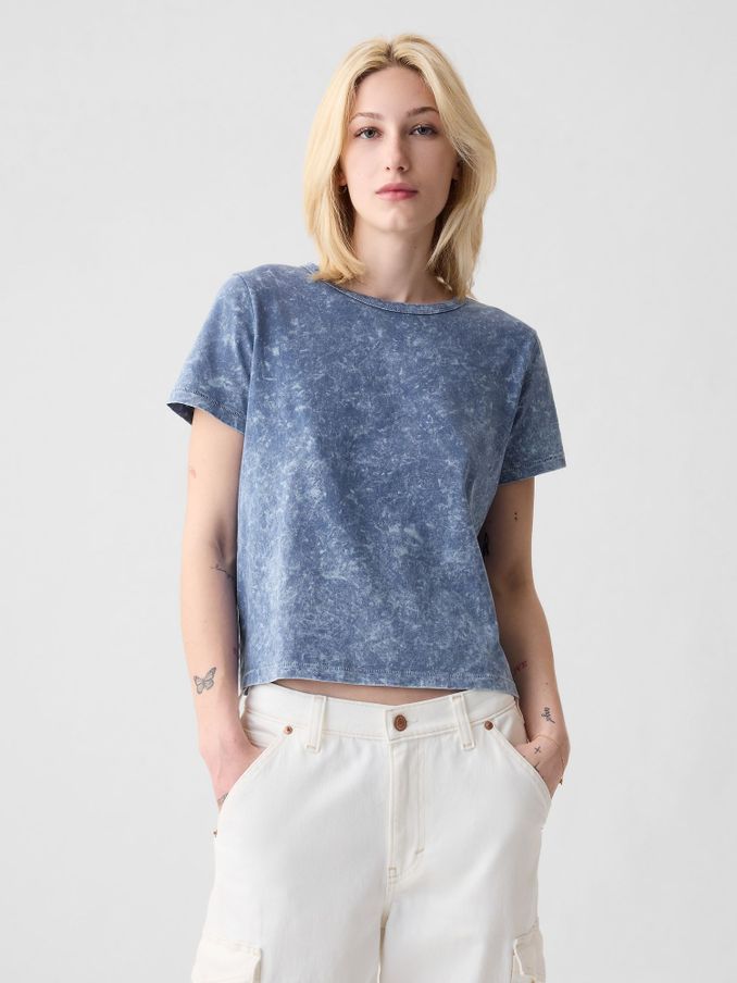 Blue Tie Dye Organic Cotton Vintage Short Sleeve T-Shirt (V69692) | £10