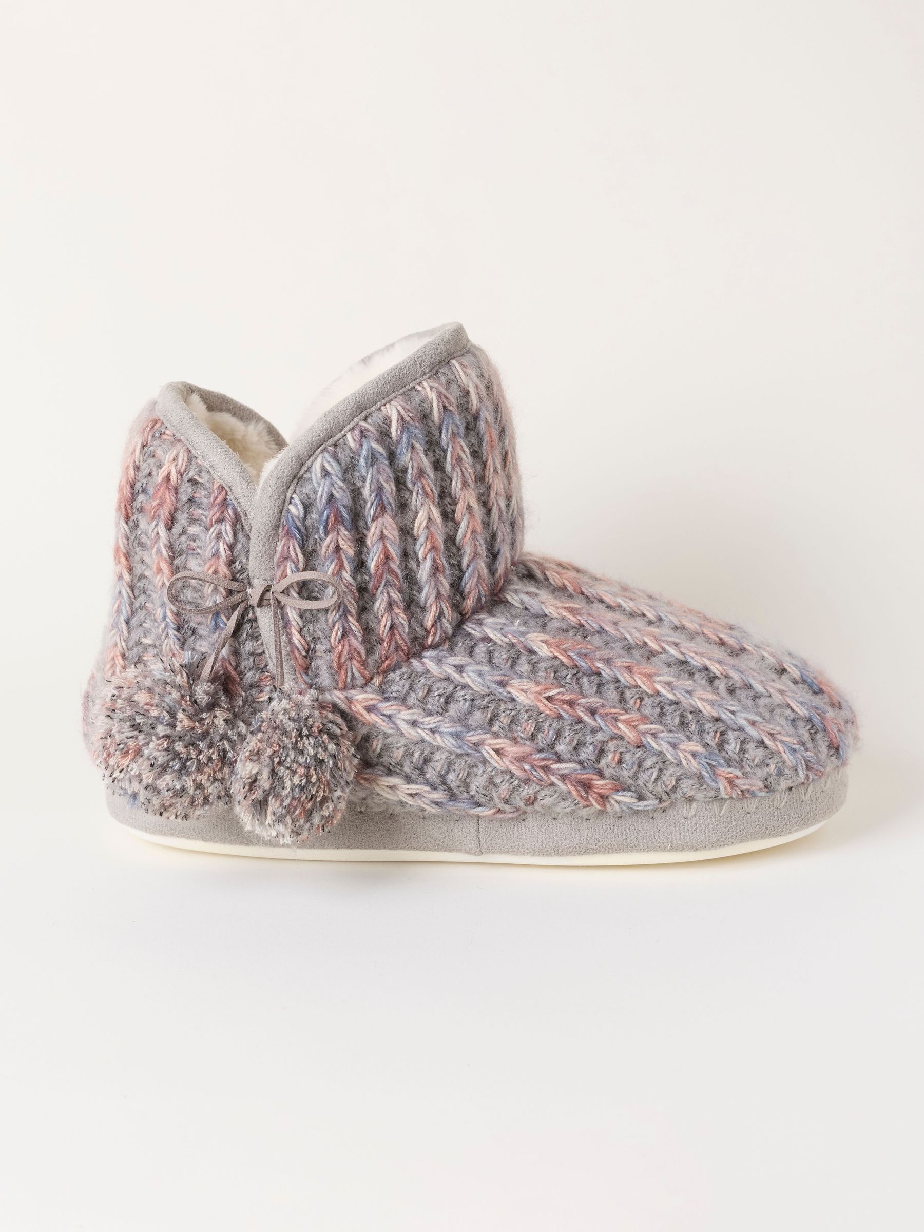 Grey - Knit Slipper Boots