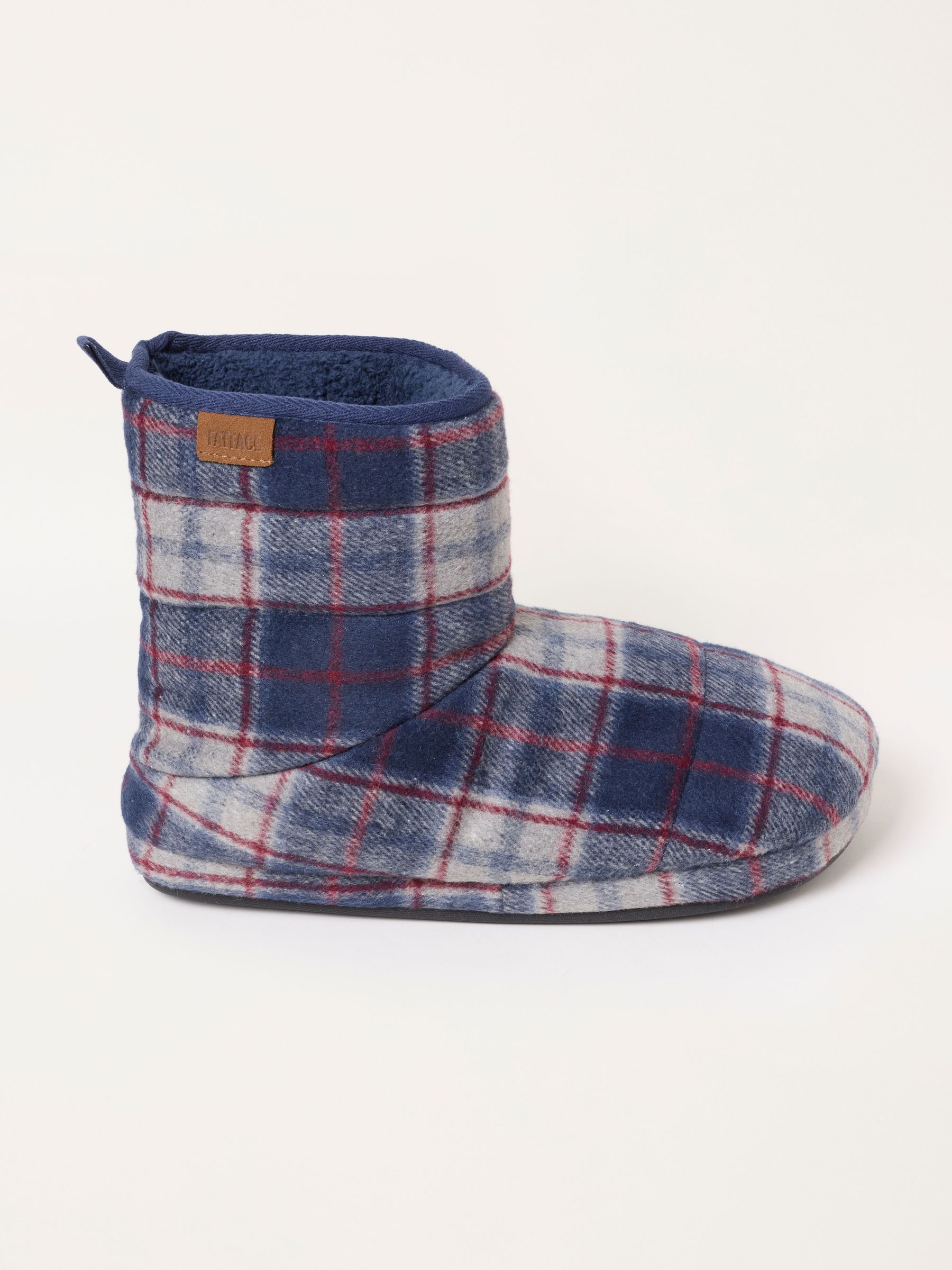 Navy - Regular Check Slipper Boots