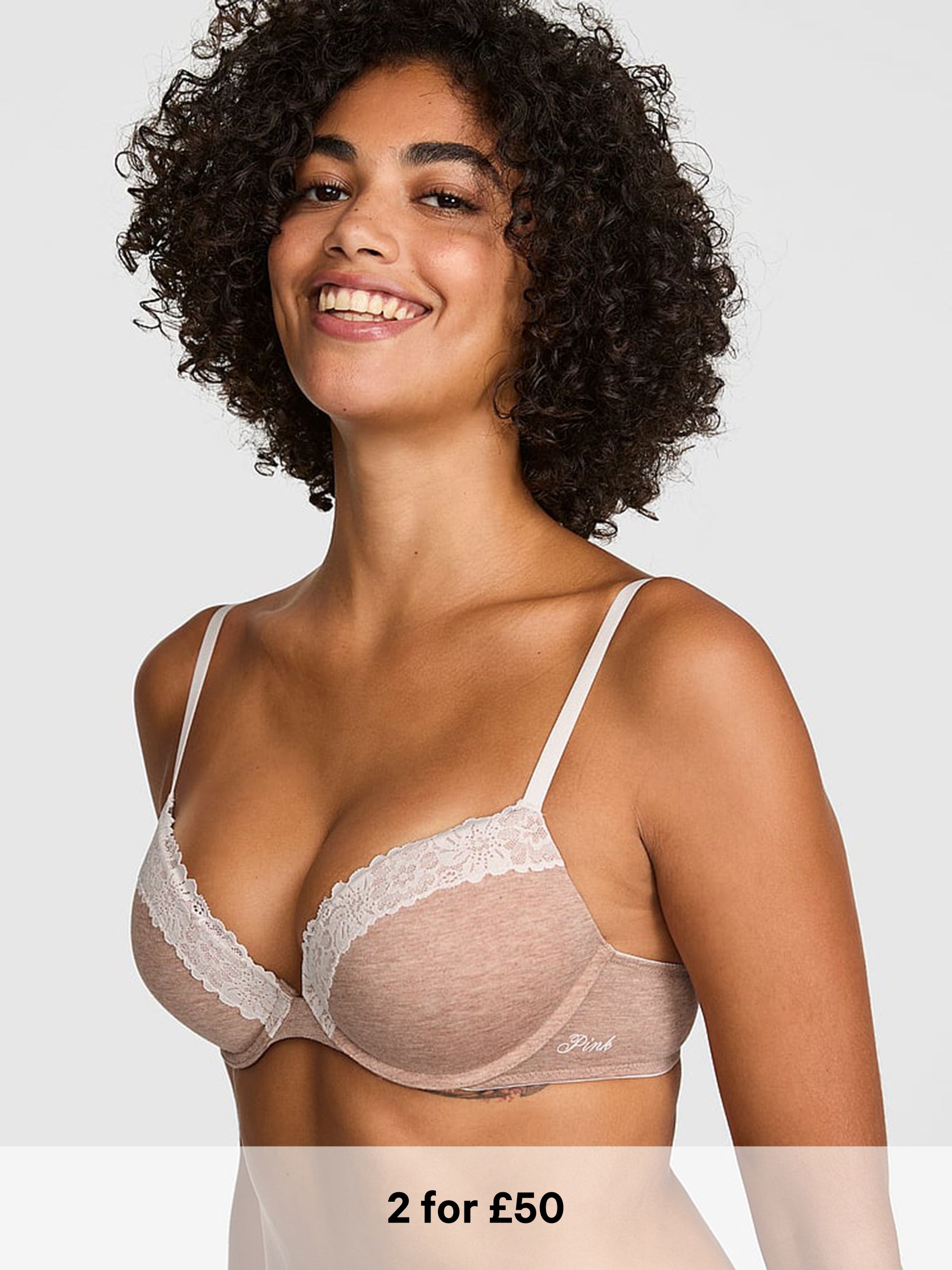 Praline Nude - Super Push Up Lace Trim Bra