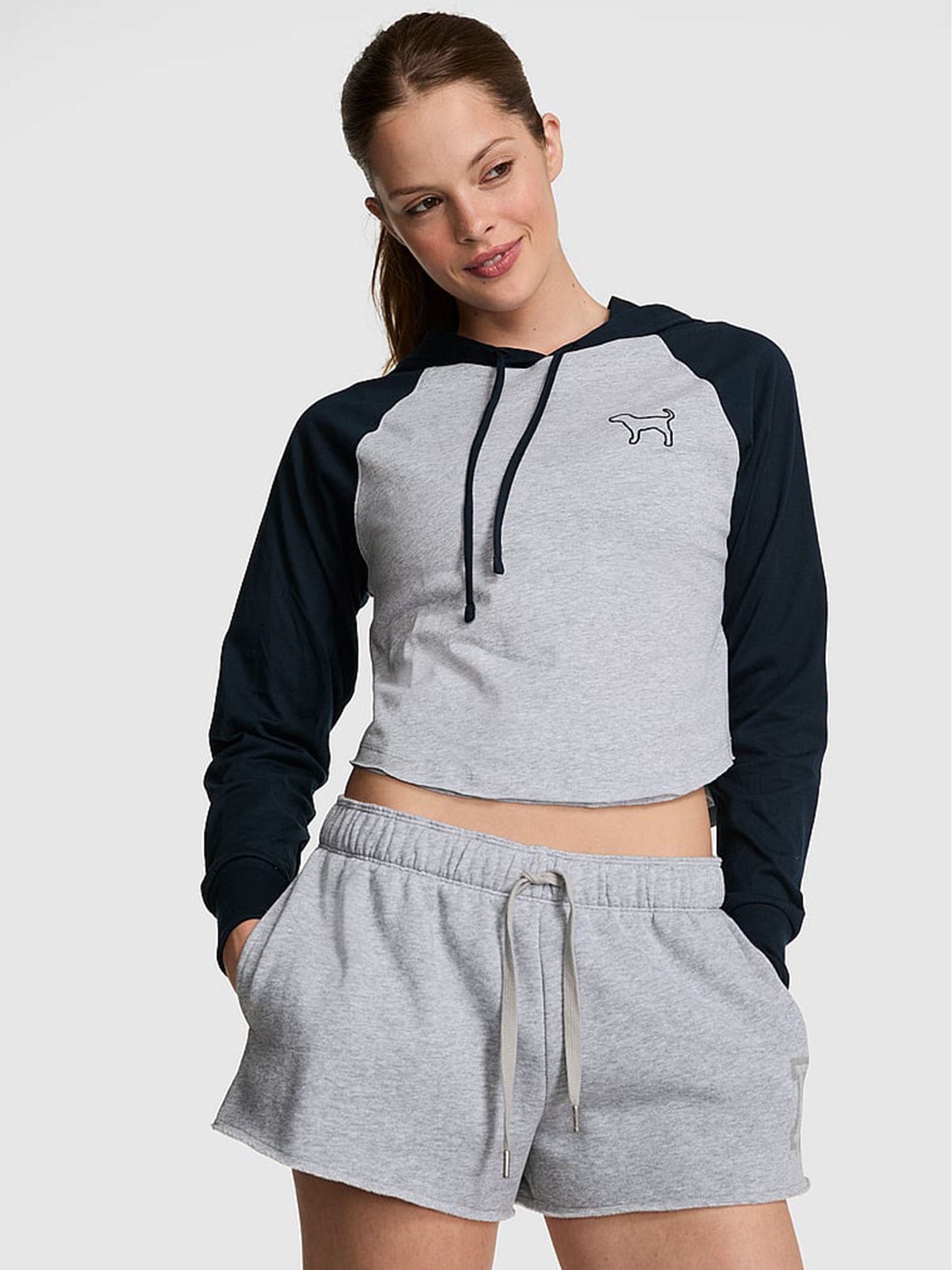 Blue/Grey - Cropped Hoodie