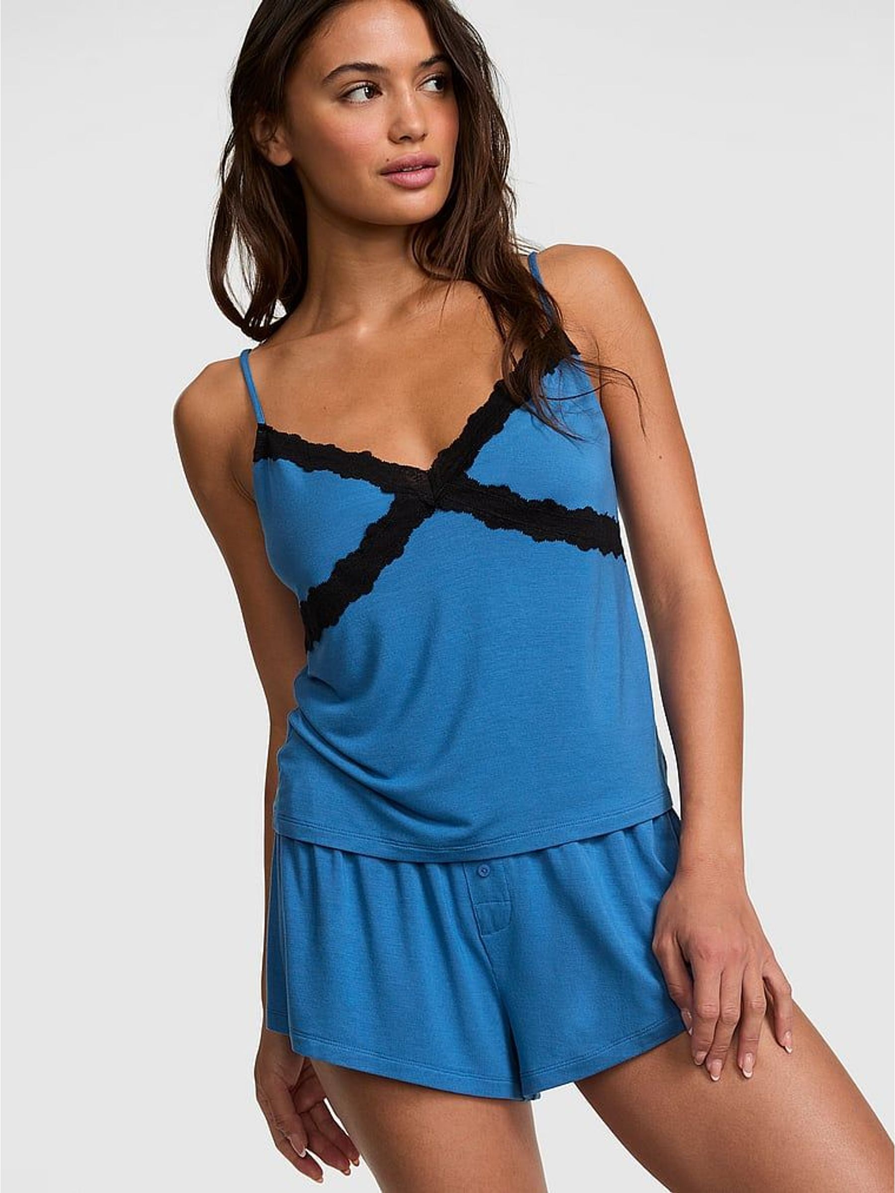 Varsity Blue - Modal Lace Cami Pyjama Top