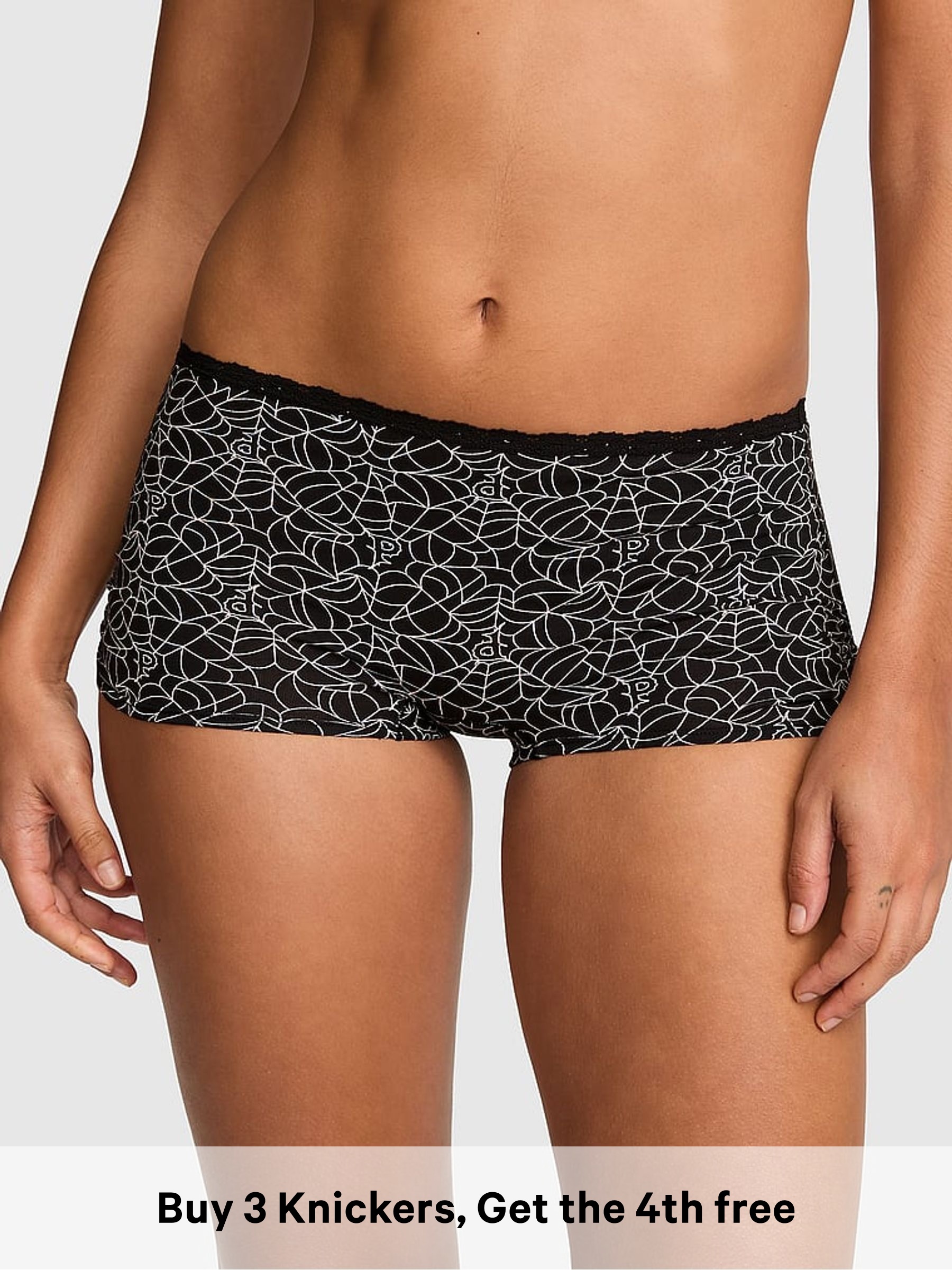Halloween Black Spiderweb - Boyshort Cotton Knickers