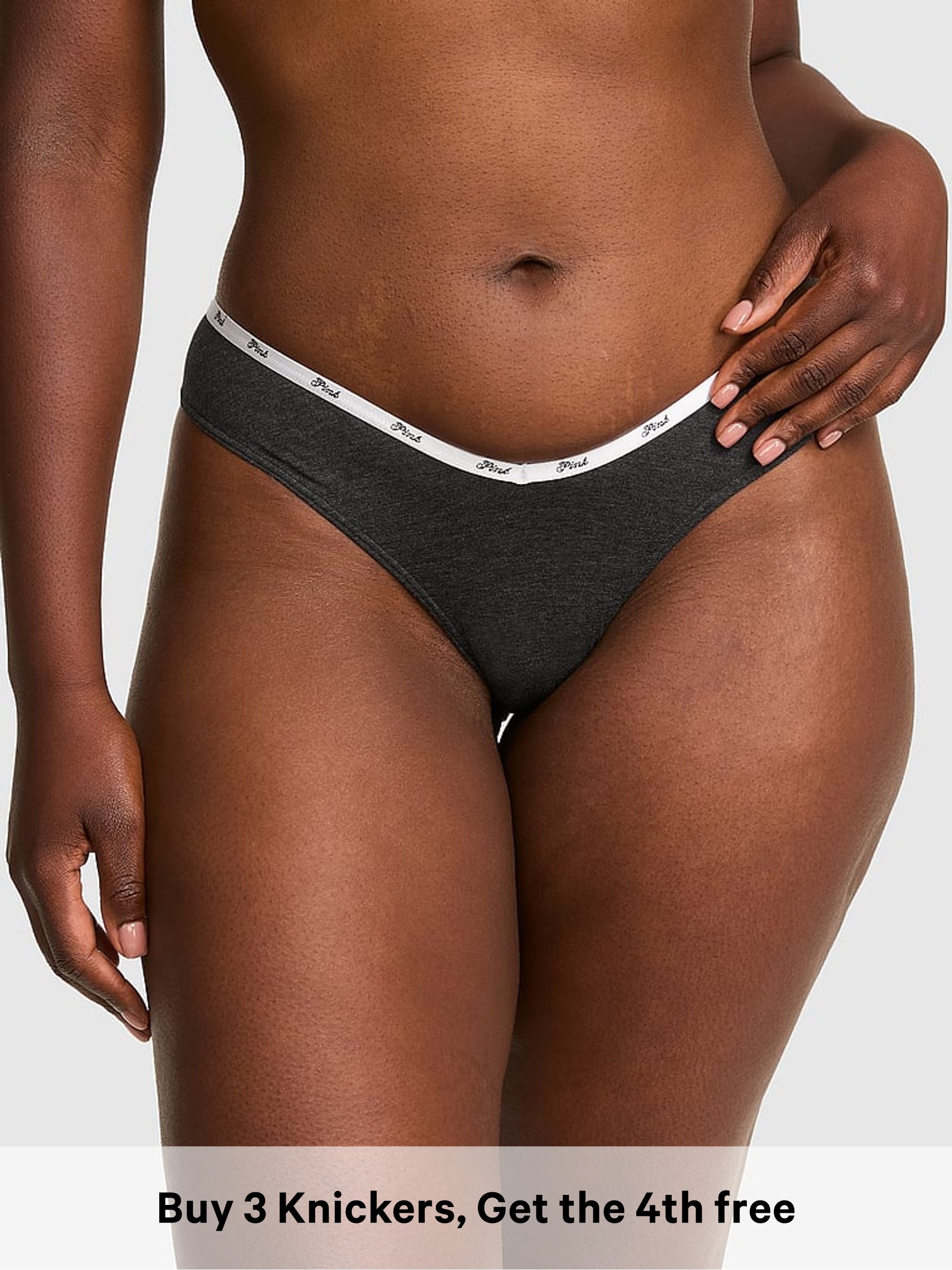 Charcoal Heather Grey - Tanga Cotton Mini Logo Knickers