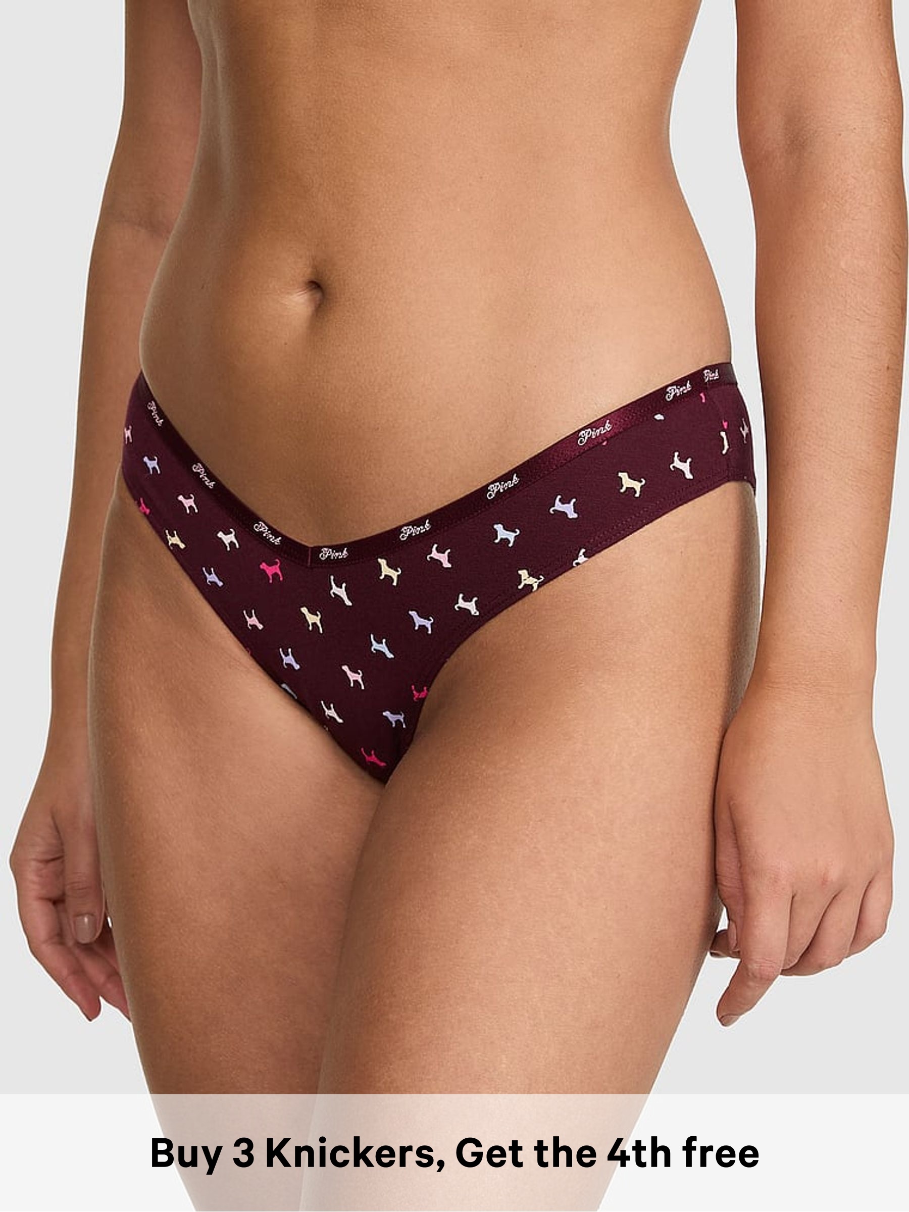 Purple Rose Dog Print - Hipster Cotton Mini Logo Knickers