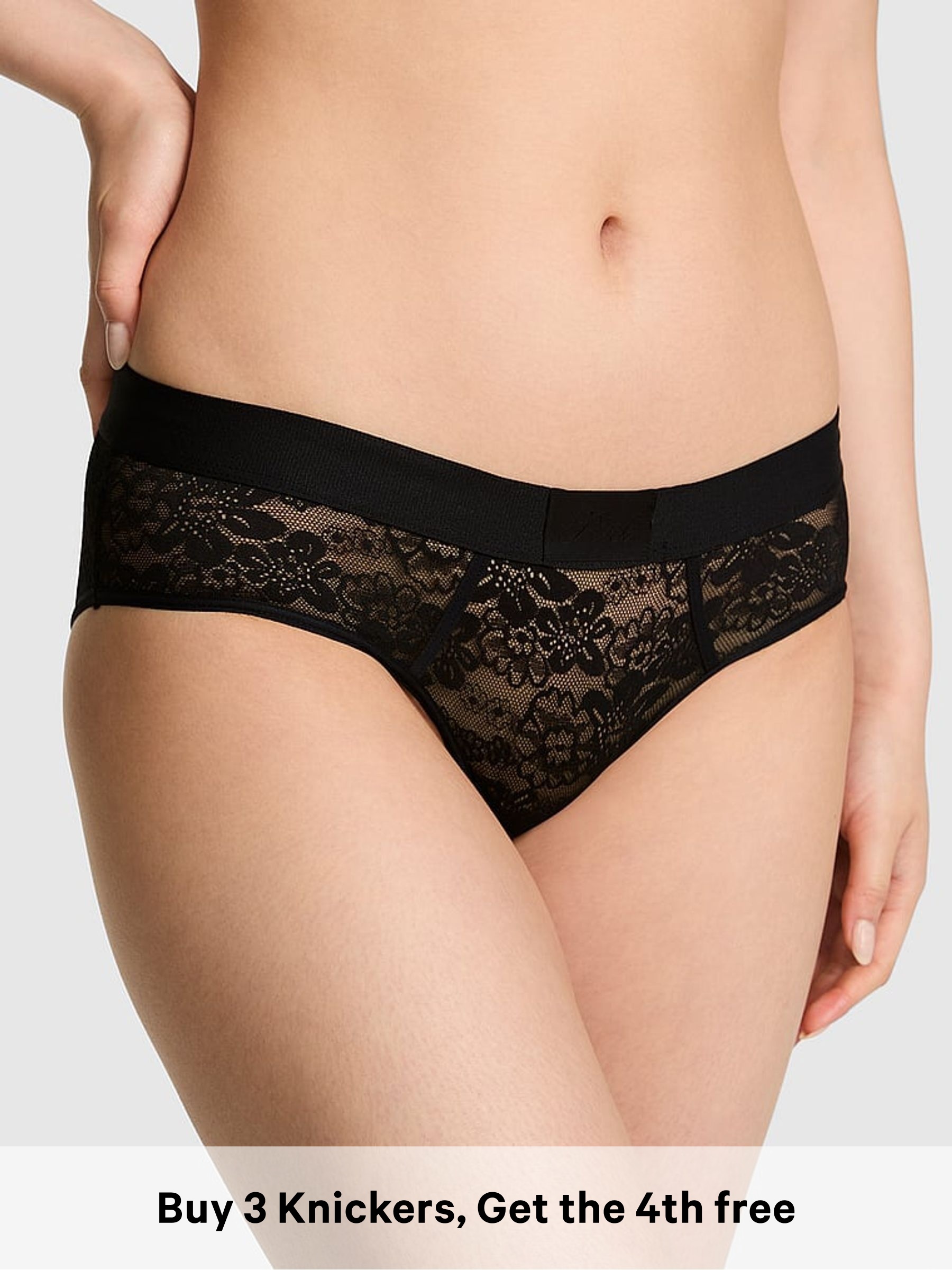 Black - G-string Lace Knickers