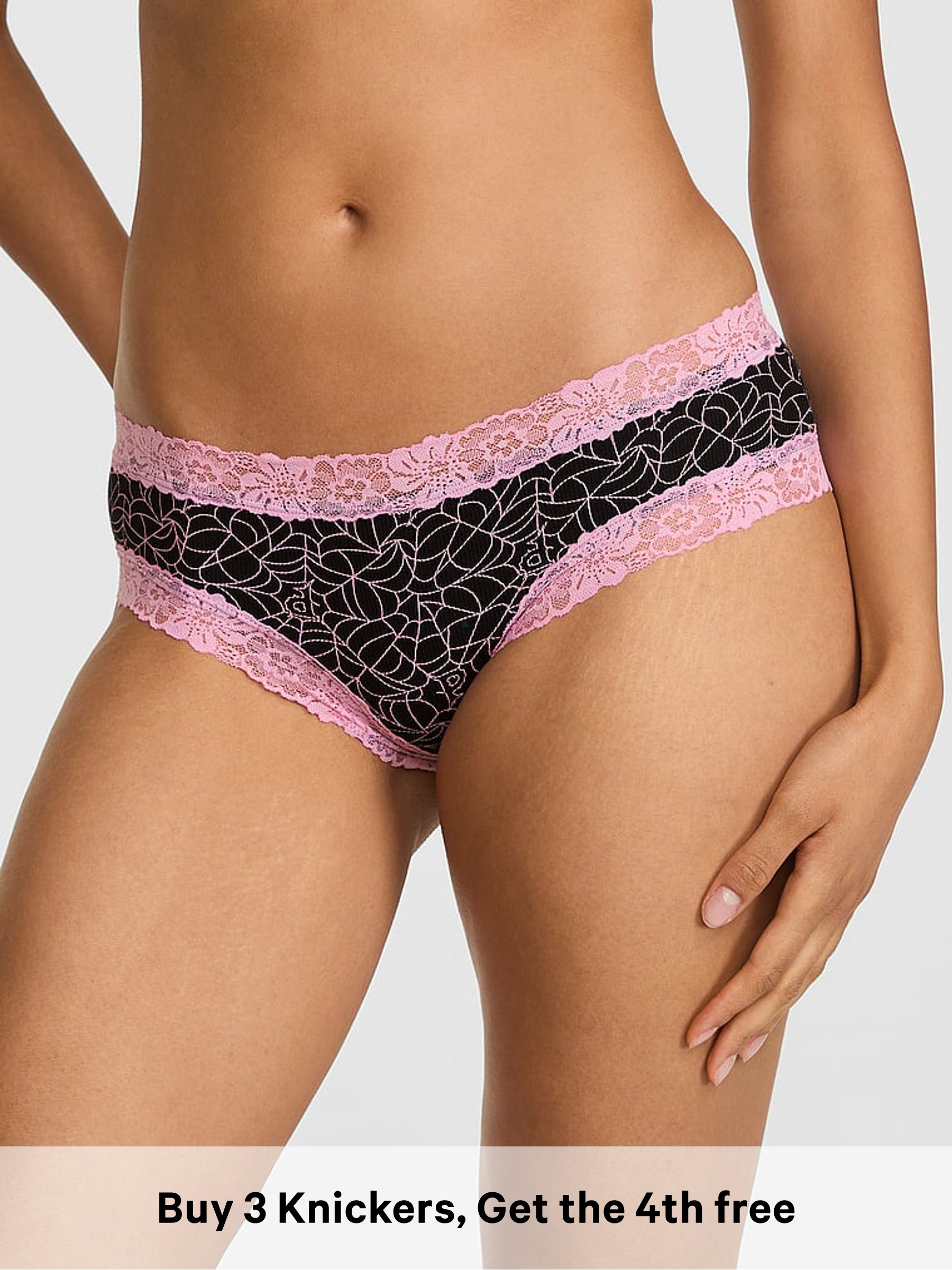 Halloween Black Spiderweb - Cheeky Lace Trim Rib Knickers