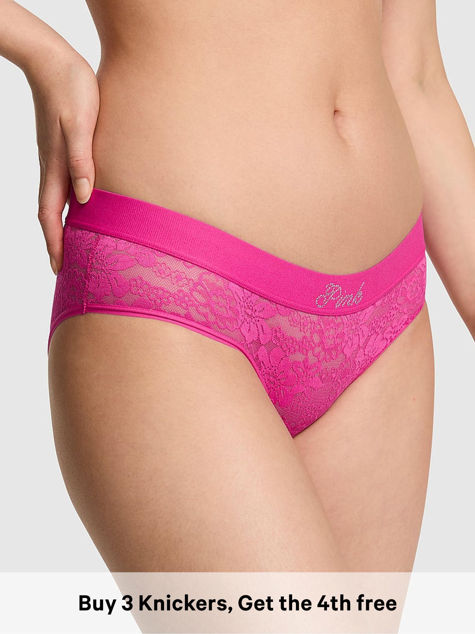 Pink Fire - Thong Lace Logo Knickers