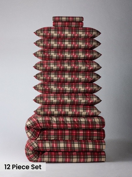 The Set 2 Pack Cosy Brushed Cotton Bedsets With Fitted Sheets And Extra Pillowcases