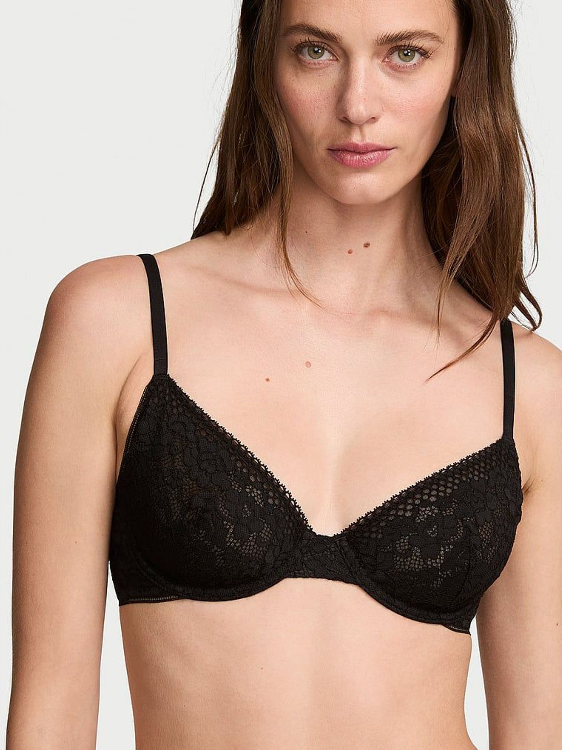 Black - Invisible Lift Lace Unlined Demi Bra
