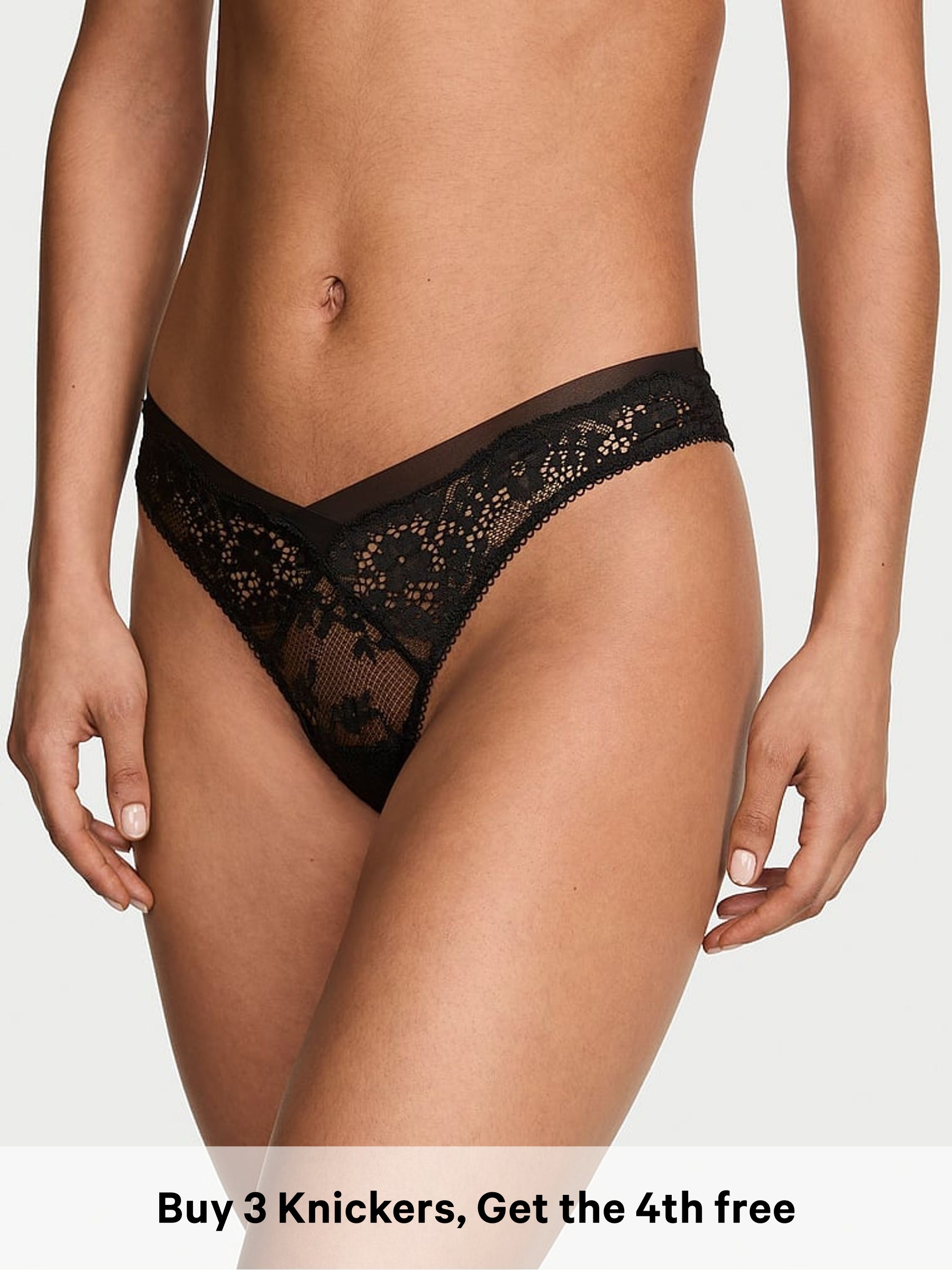 Black - Brazilian Lace & Mesh Knickers