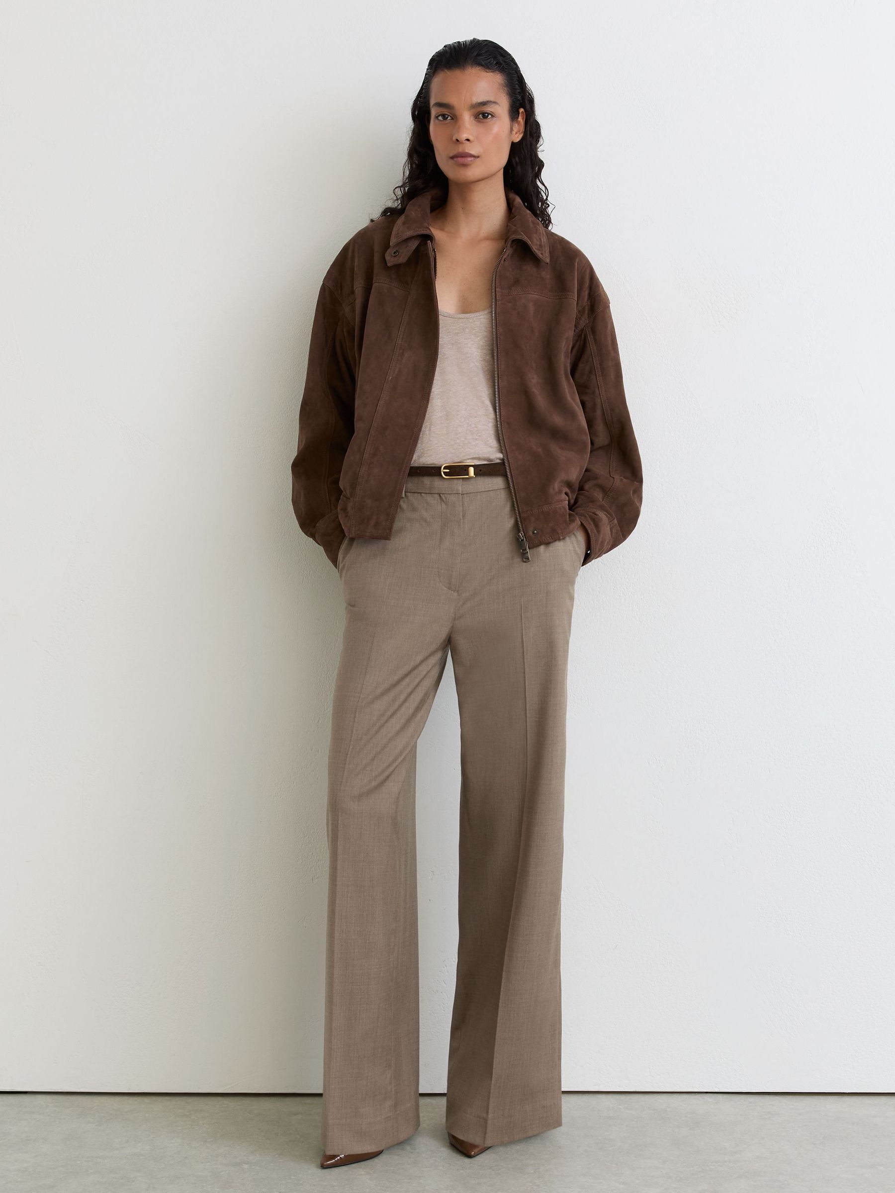 Neutral - Wool-blend Wide-leg Trousers