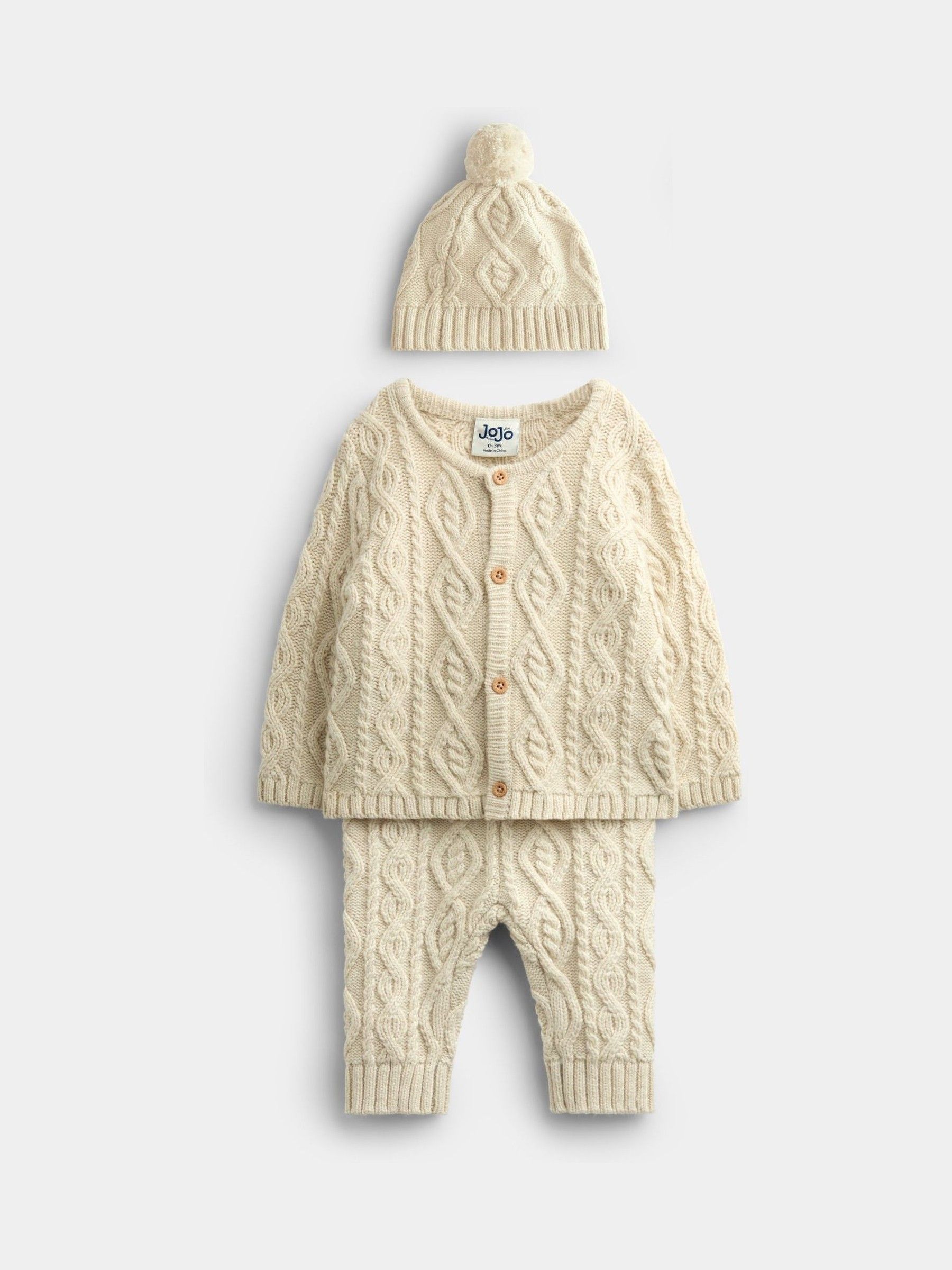 Natural Cable - 3-piece Cable Knit Set