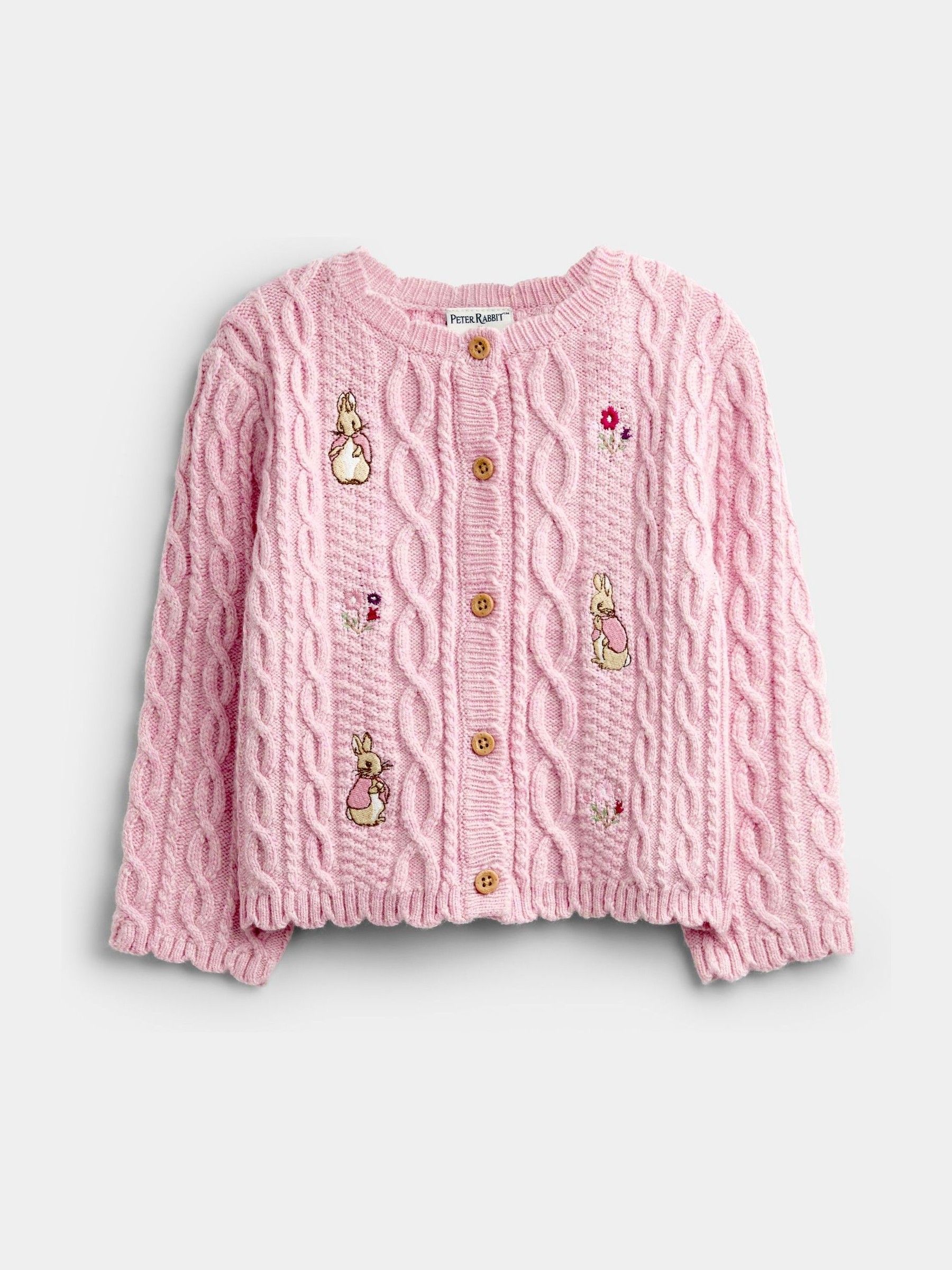 Pink Peter Rabbit - Flopsy Embroidered Cable Knit Cardigan