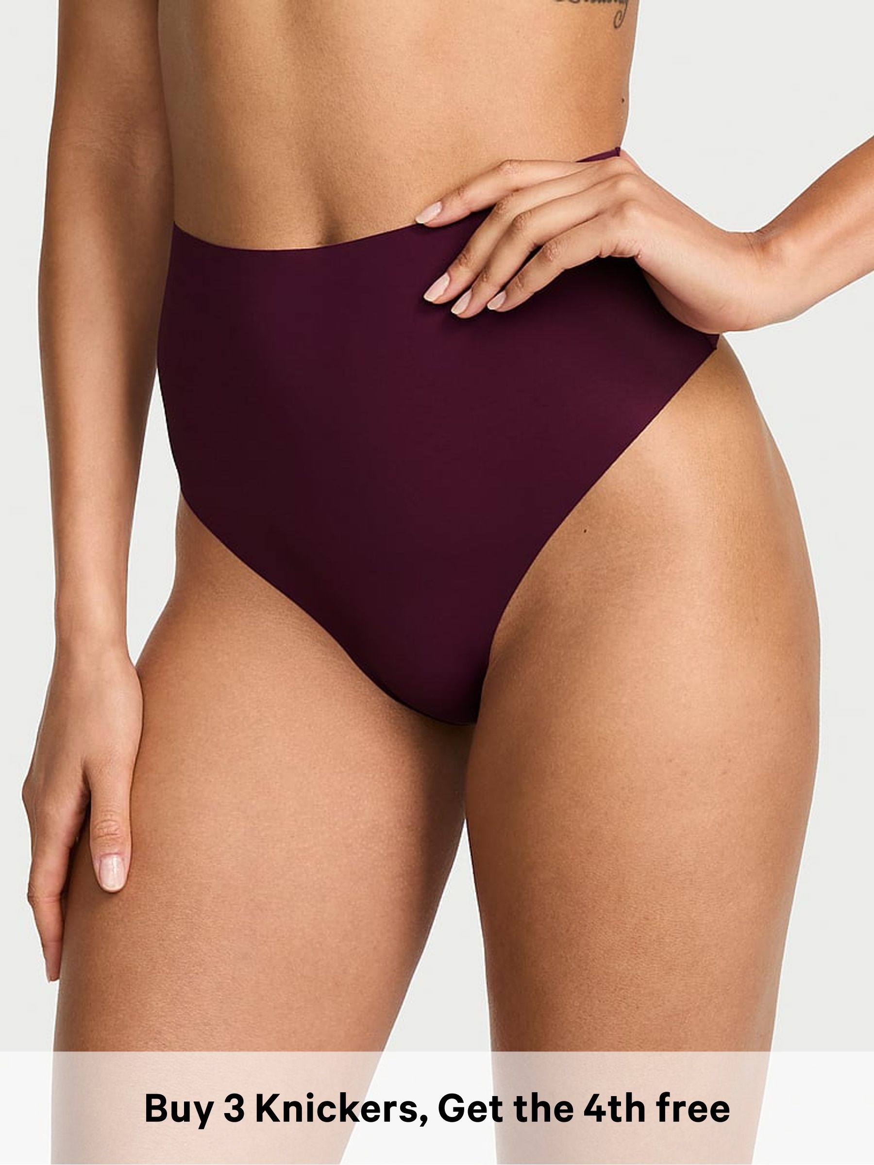 Rich Maroon Red - High Waisted Thong Strappy Back Knickers