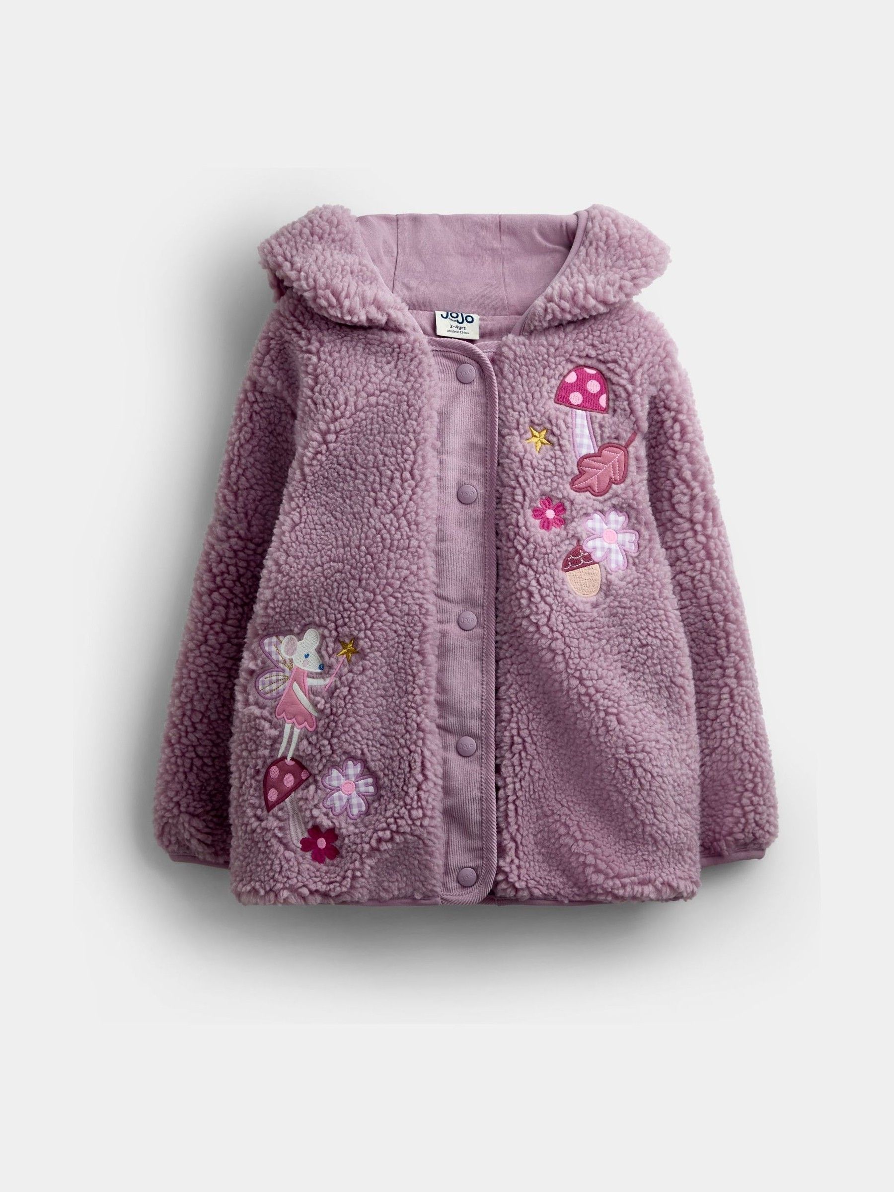 Lilac Purple Fairy - Appliqué Borg Fleece Hoodie