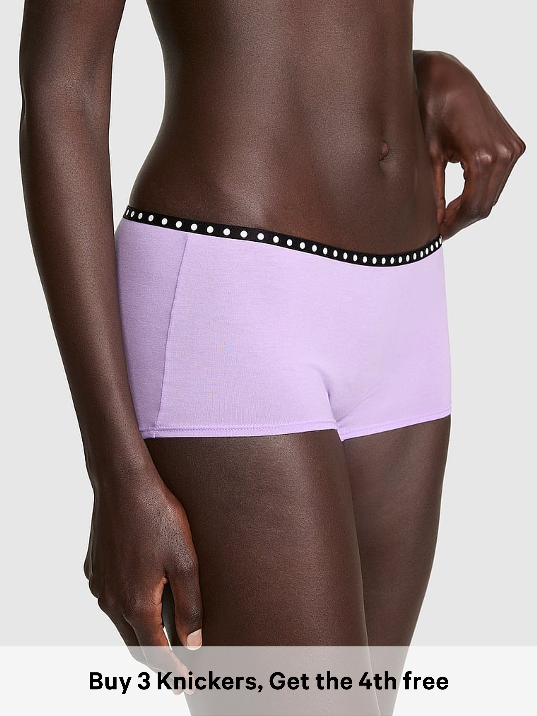 Lilac Purple Crush - Thong Cotton Mini Logo Knickers
