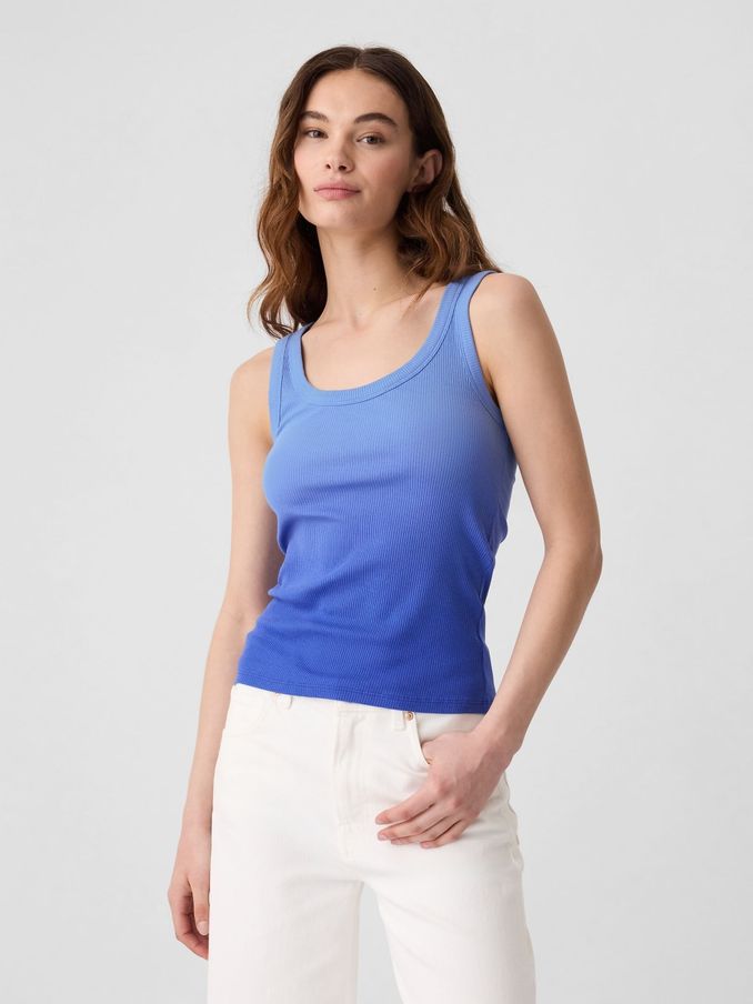Blue Ombre Soft Ribbed Sleeveless Vest Top (V79560) | £7
