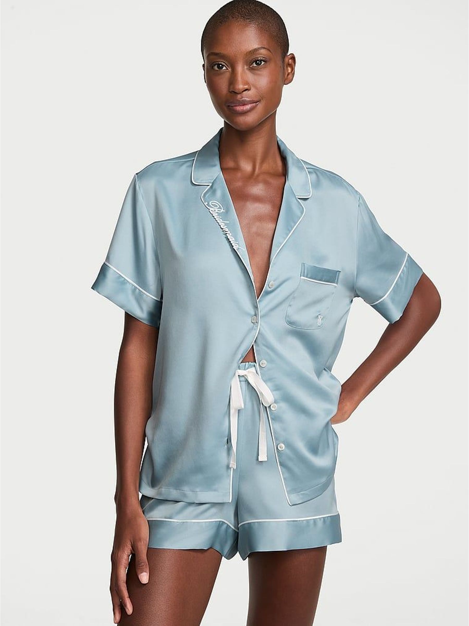 Hope Grey Bridesmaid - Satin Short Pyjamas Set