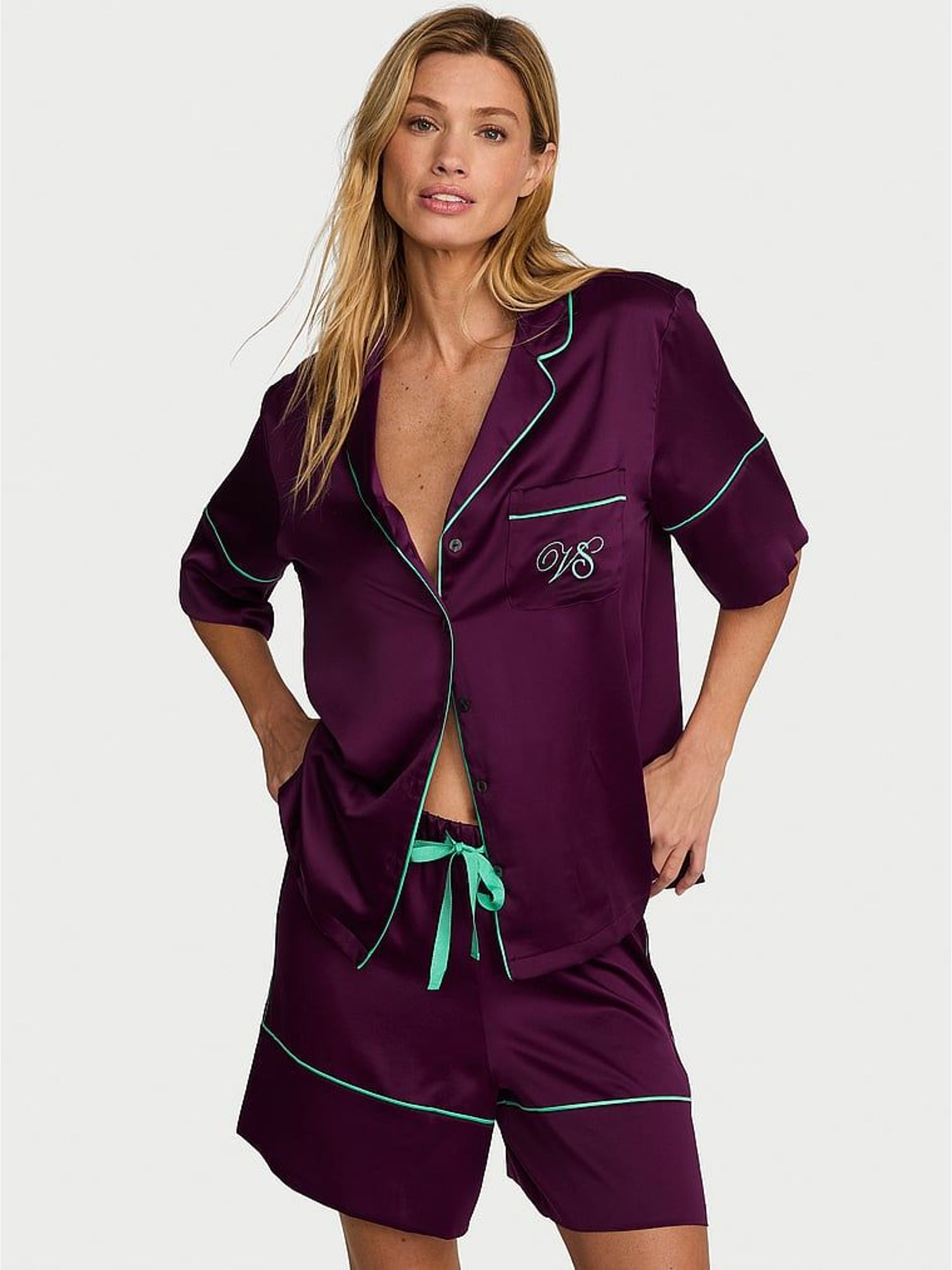 Party On Purple - Satin Short Pyjamas Set