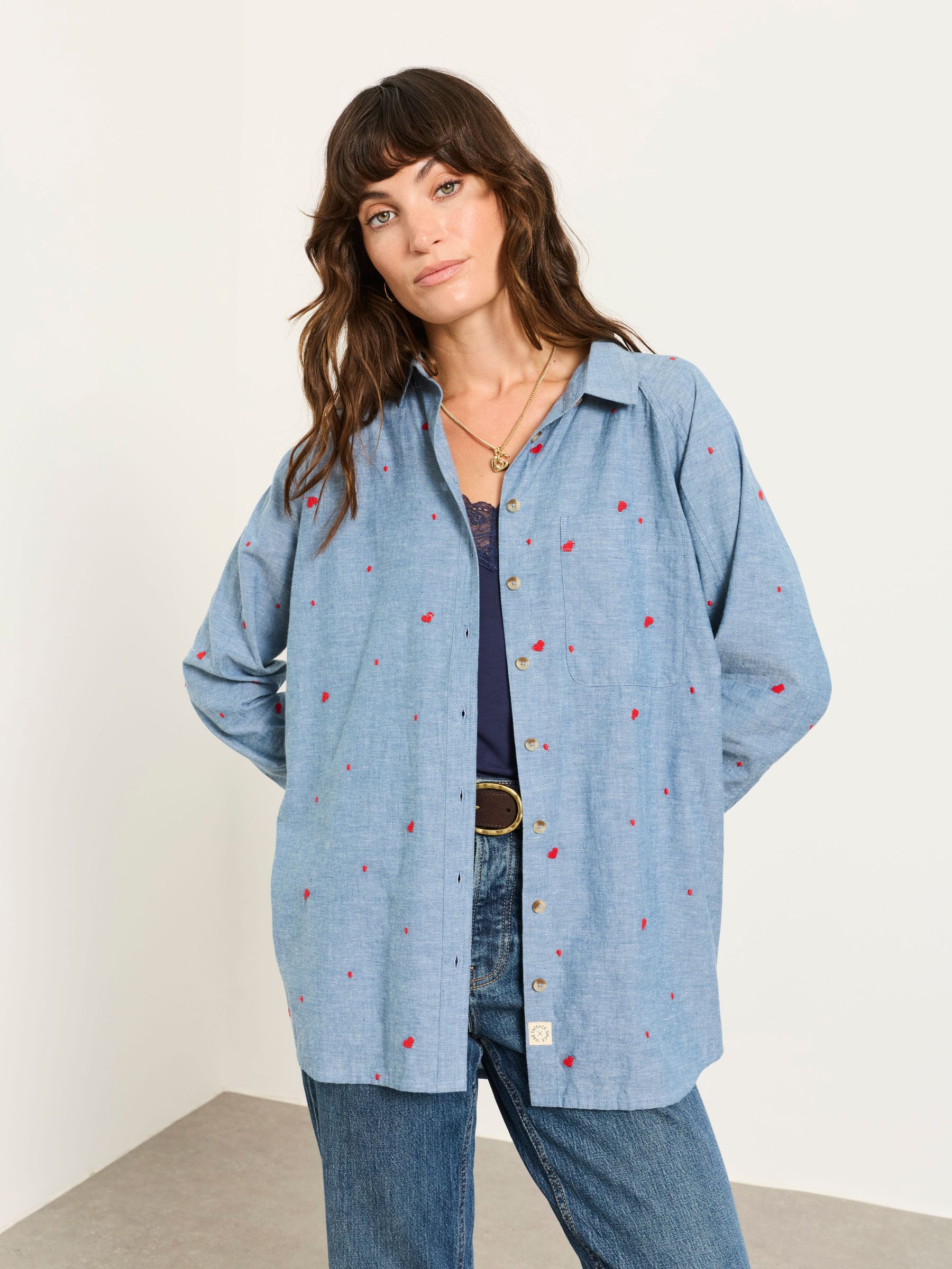 Chambray Blue - Embroidered Check Shirt