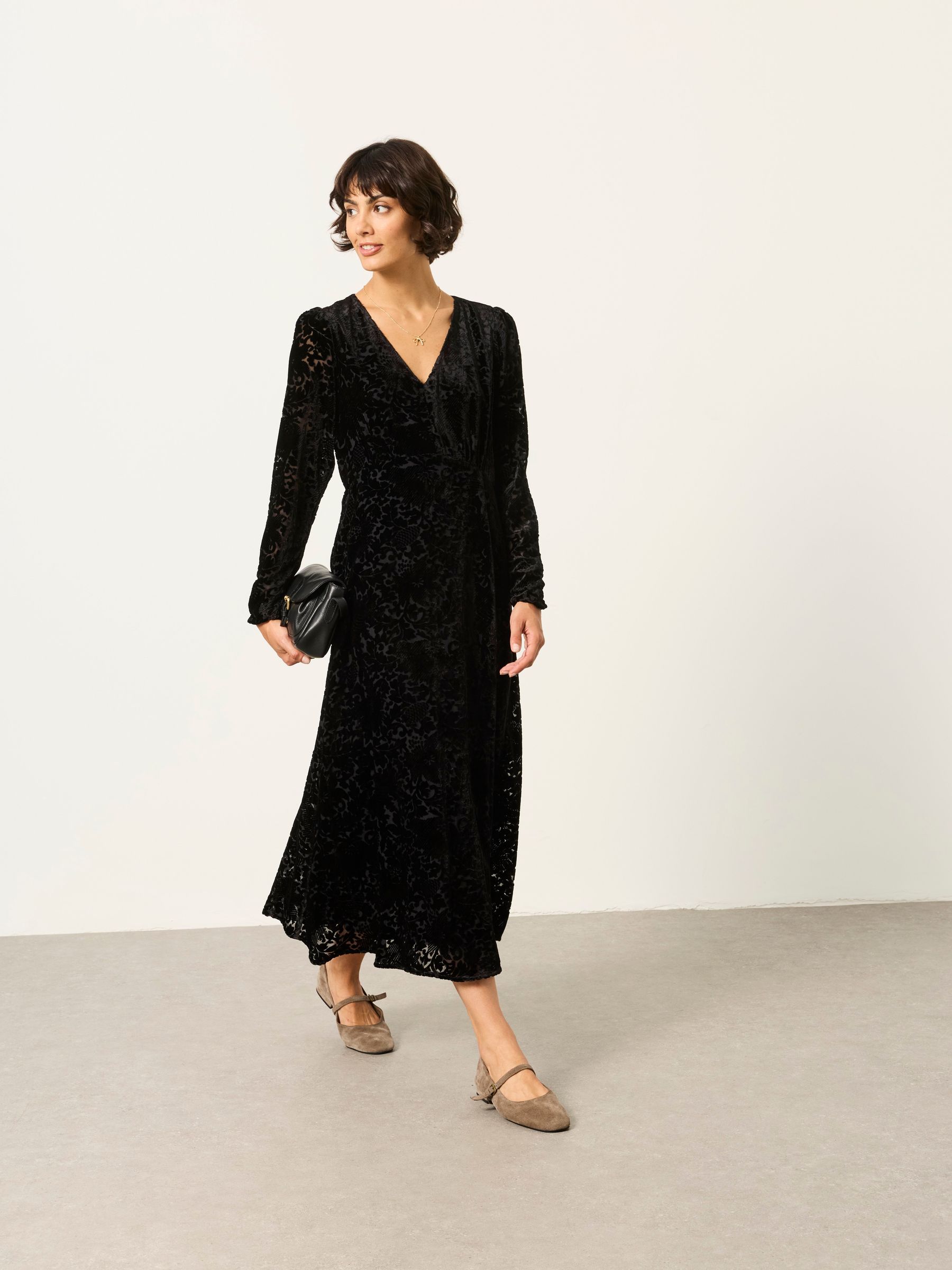 Black - Devore Midi Dress