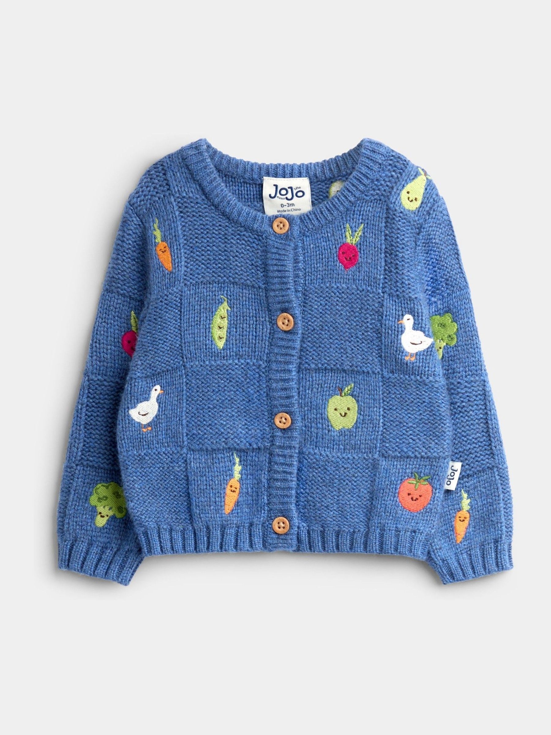 Navy Blue Vegetable - Embroidered Knit Cardigan